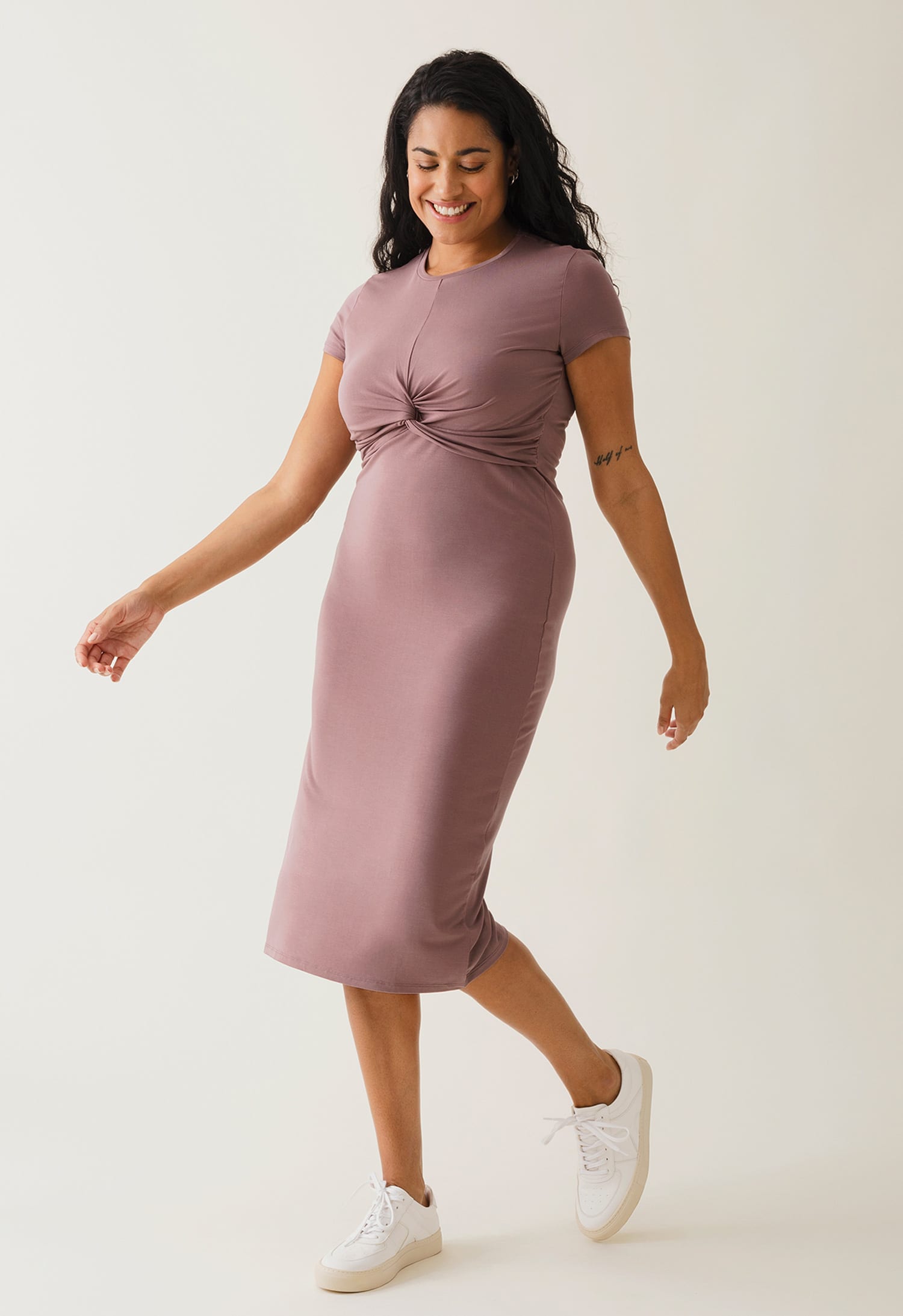 Twist-Detail Maternity Party Dress – Nursing Friendly