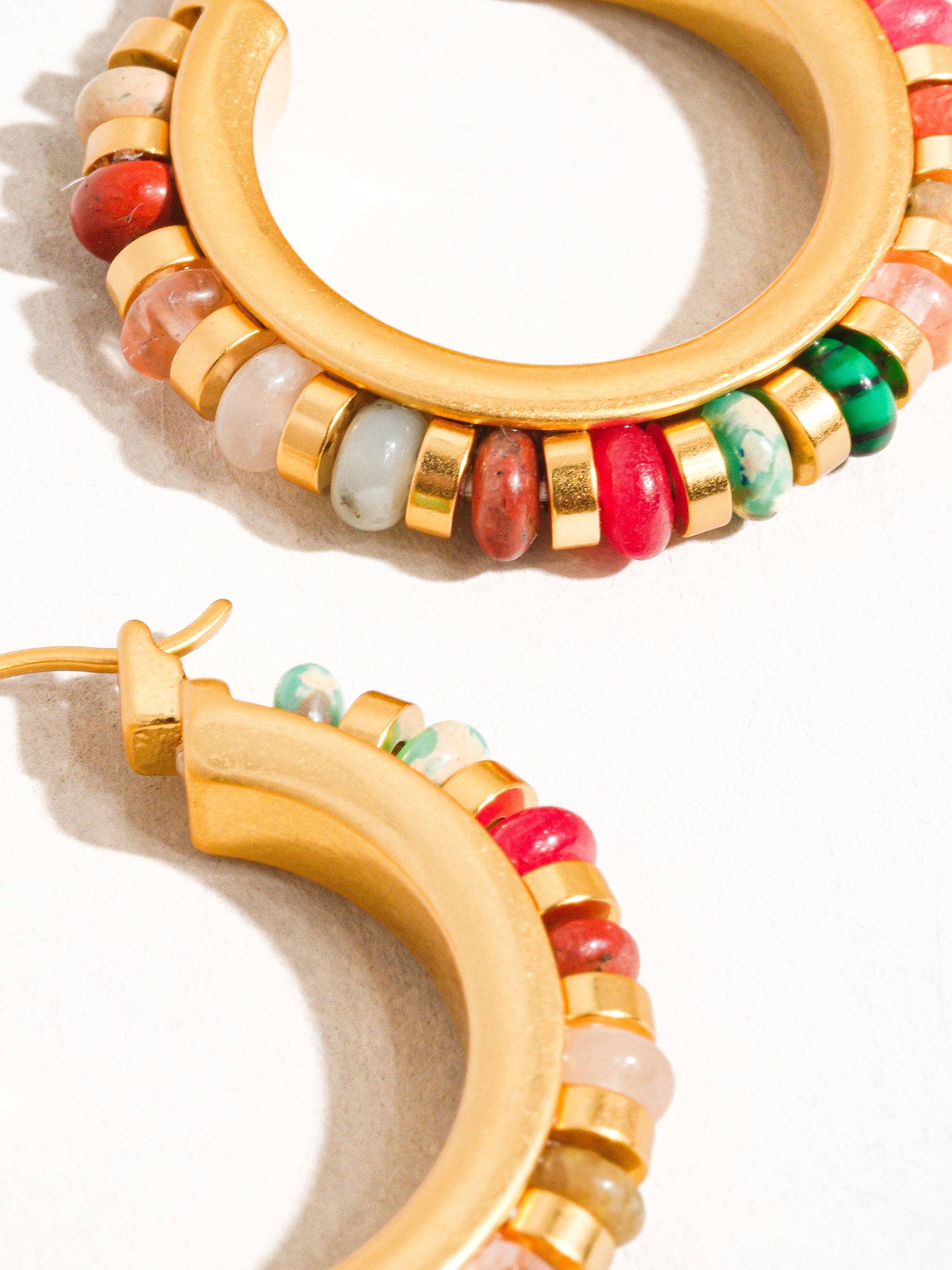 Capri 18K Gold Color Beaded Resort Hoop Earrings
