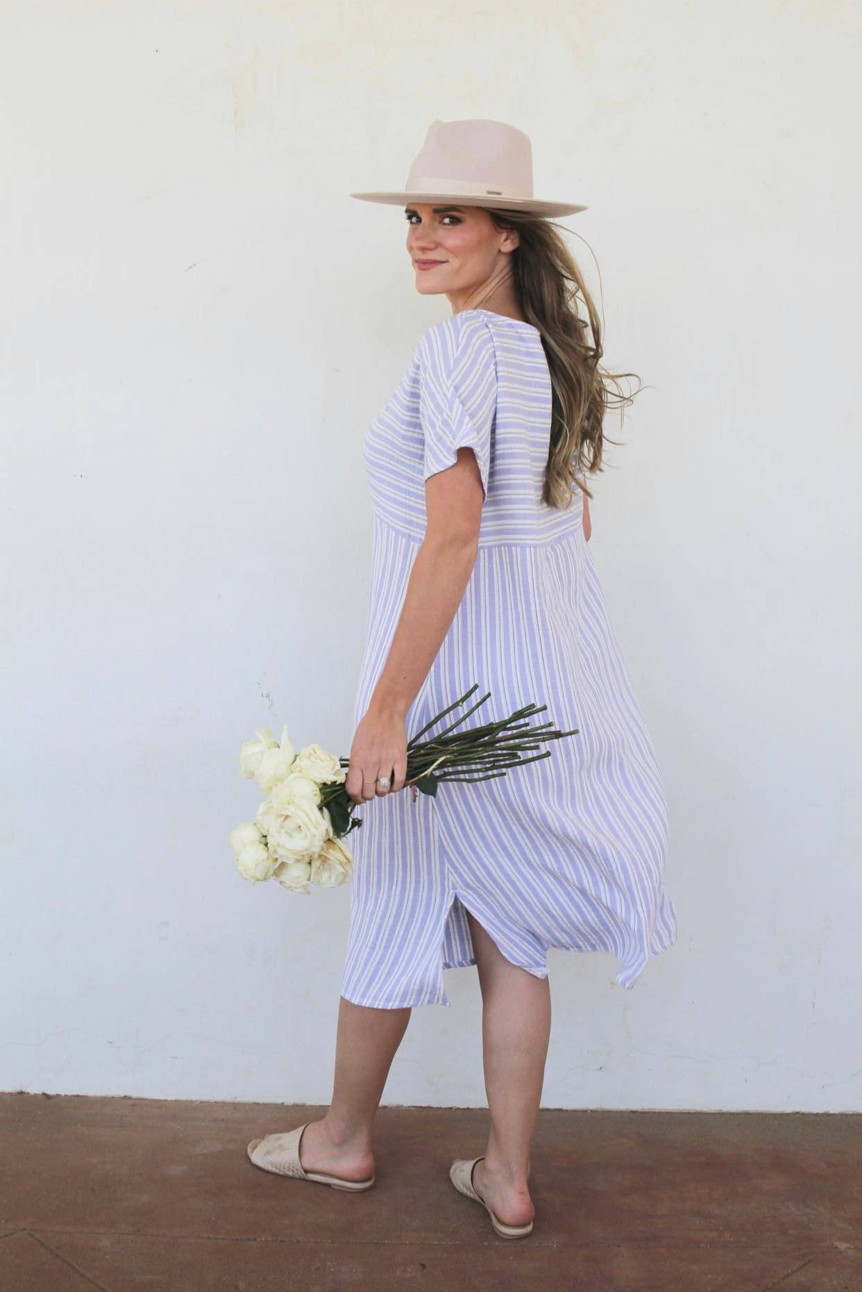 Violet Striped Muslin Dress