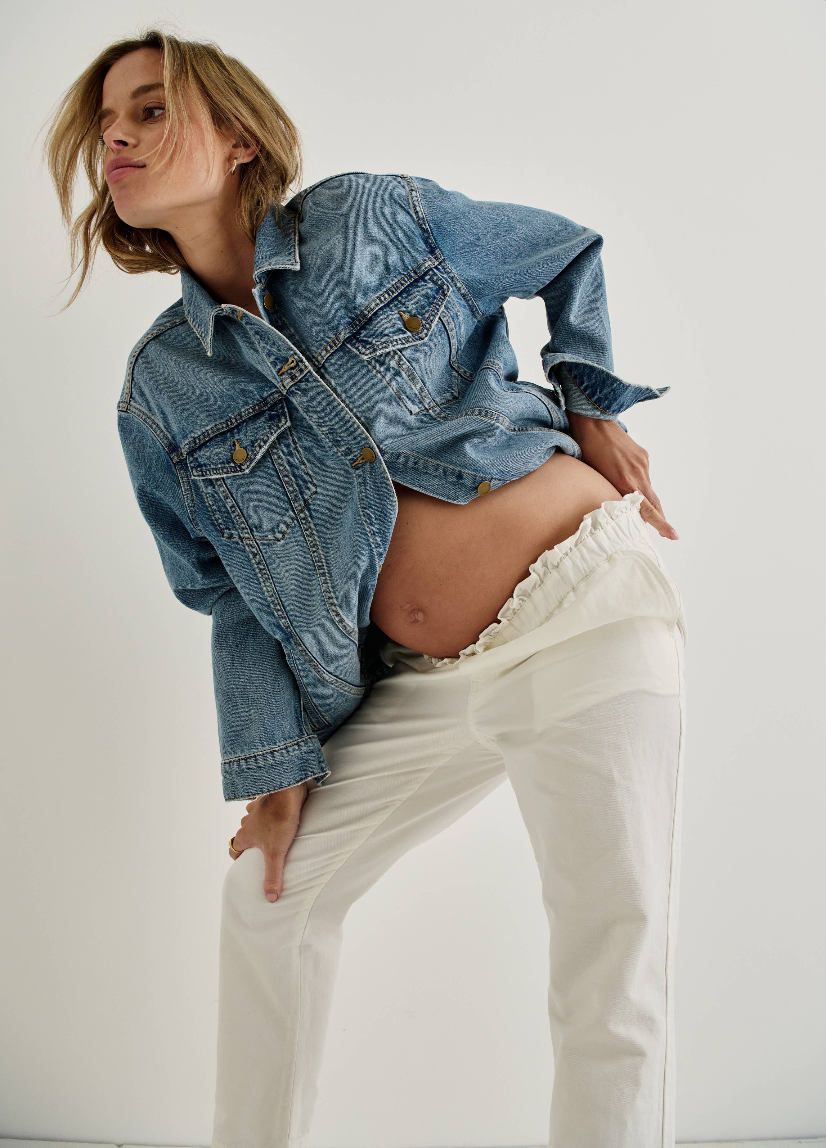 Veste en jean de maternité en coton biologique – Coupe cocon