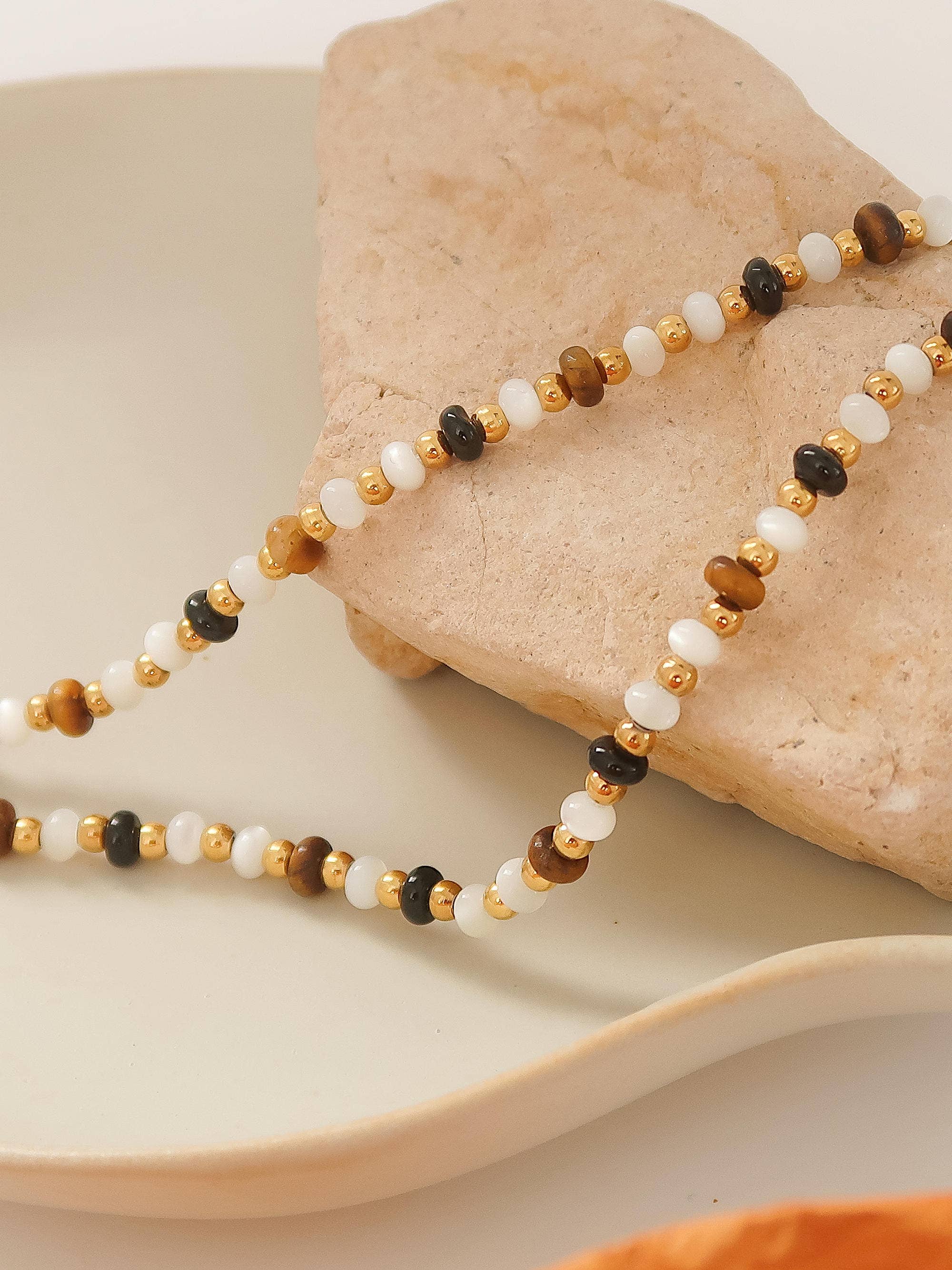 Arrow 18K Gold Beaded Necklace
