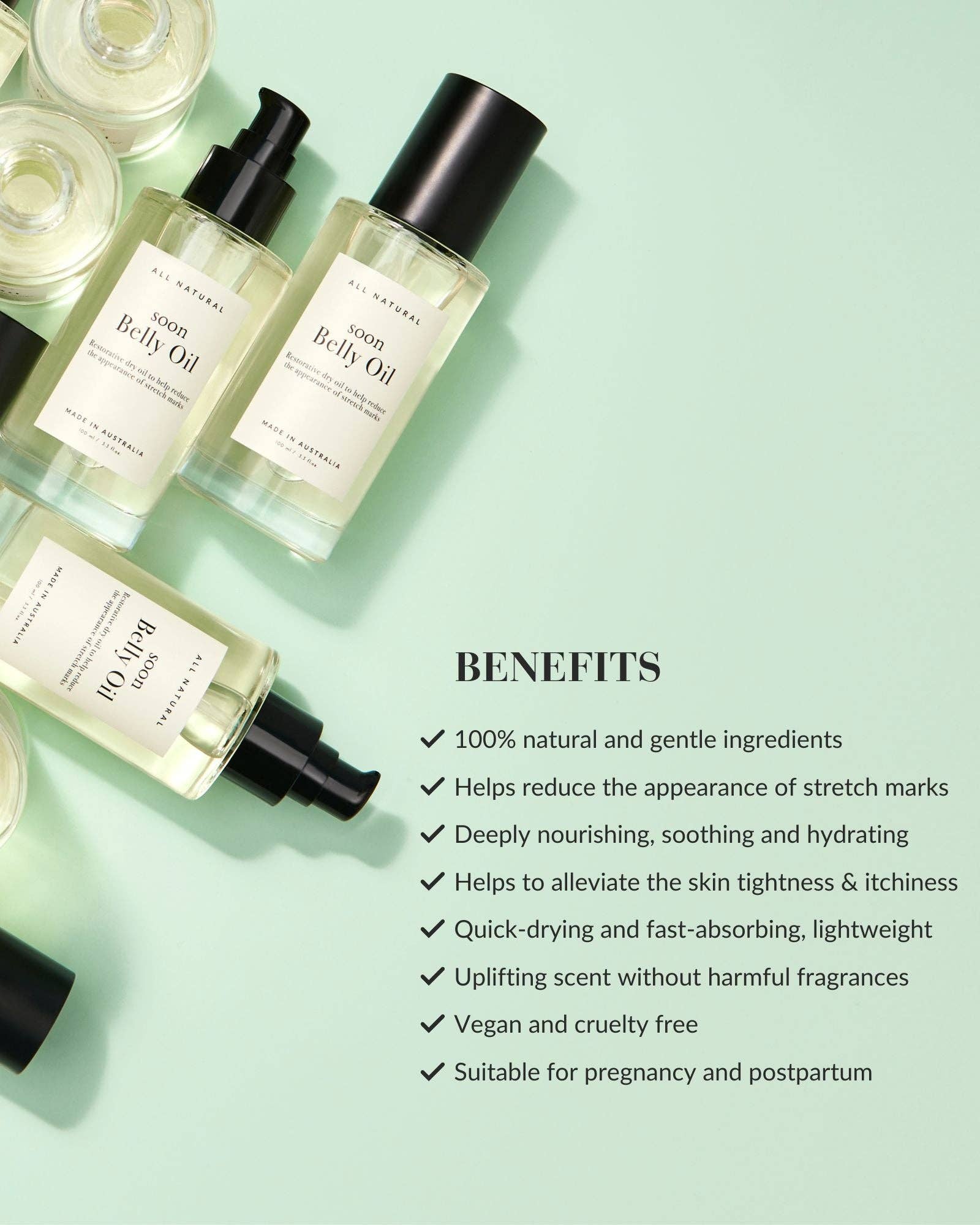 Huile de bambou marin pour le ventre – Soin nourrissant pour la peau pendant la grossesse et après l'accouchement