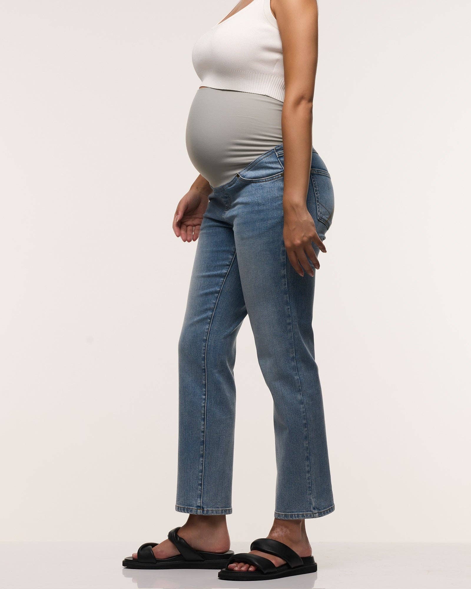 Heaven Slim Overbelly Jeans – Maternity Slim Fit, Cropped Denim