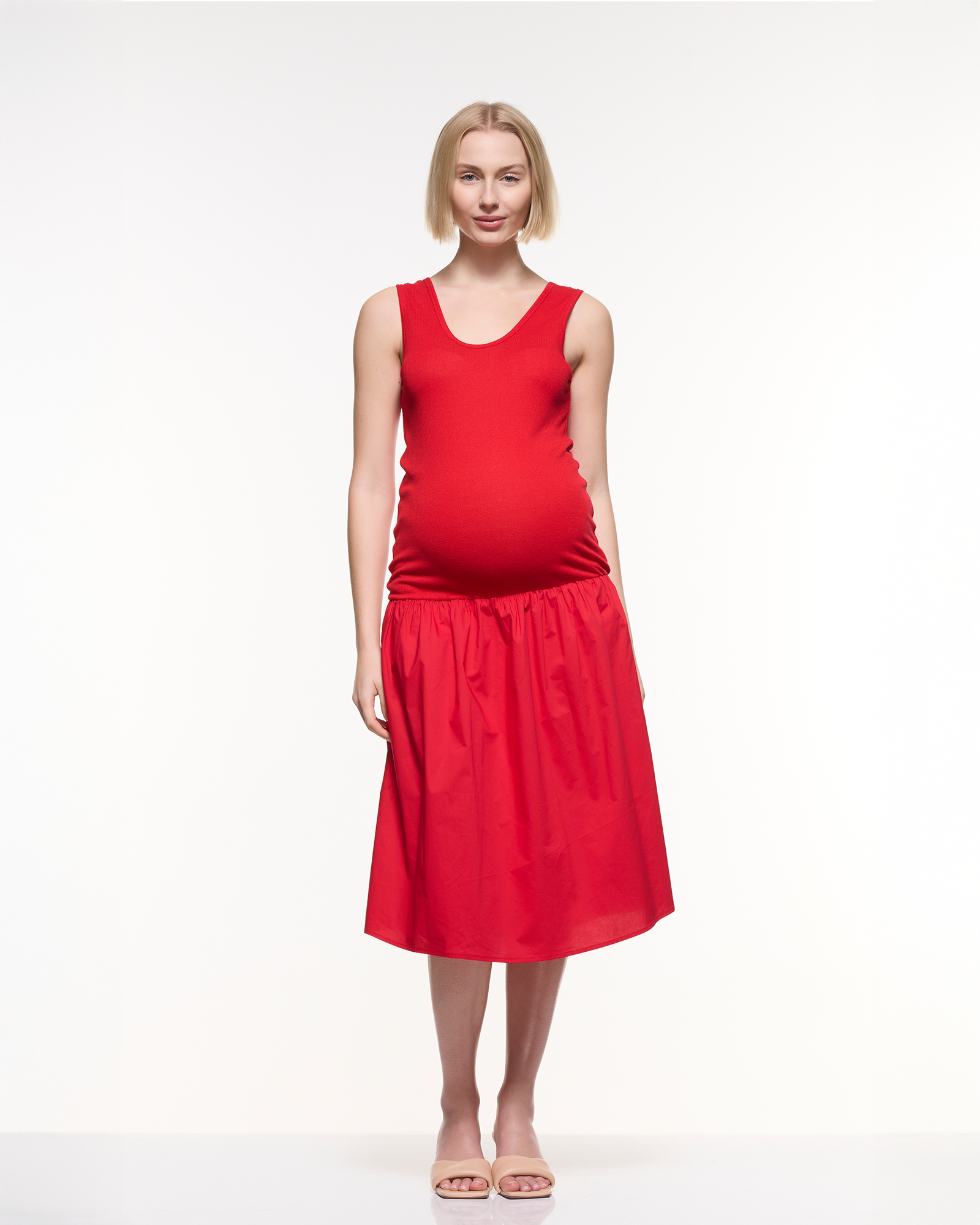 Two-Tone Rib & Cotton Maternity Dress – Comfortable & Stylish