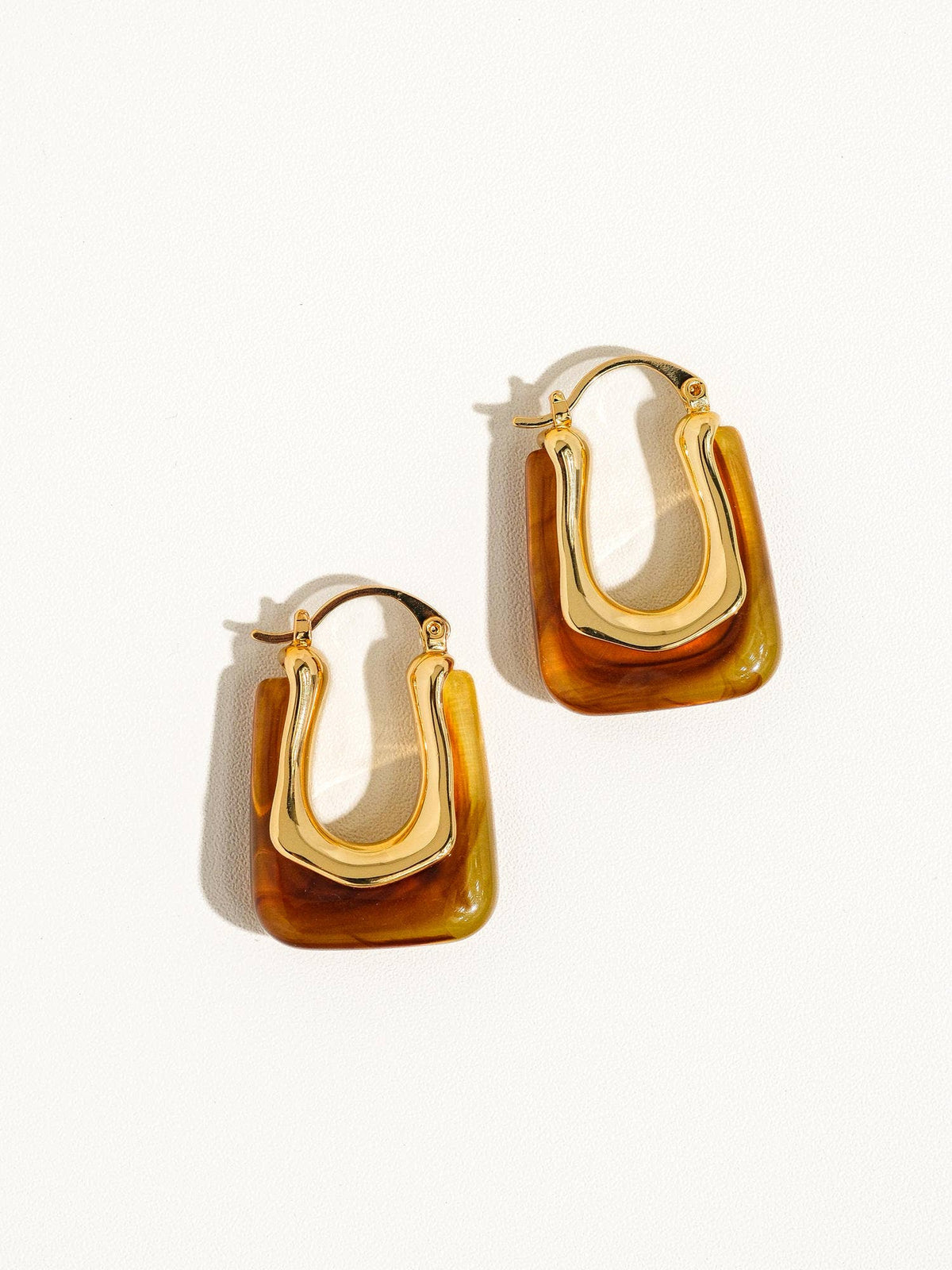 Talia 18K Gold U-Shaped Hoop Earrings – Cognac