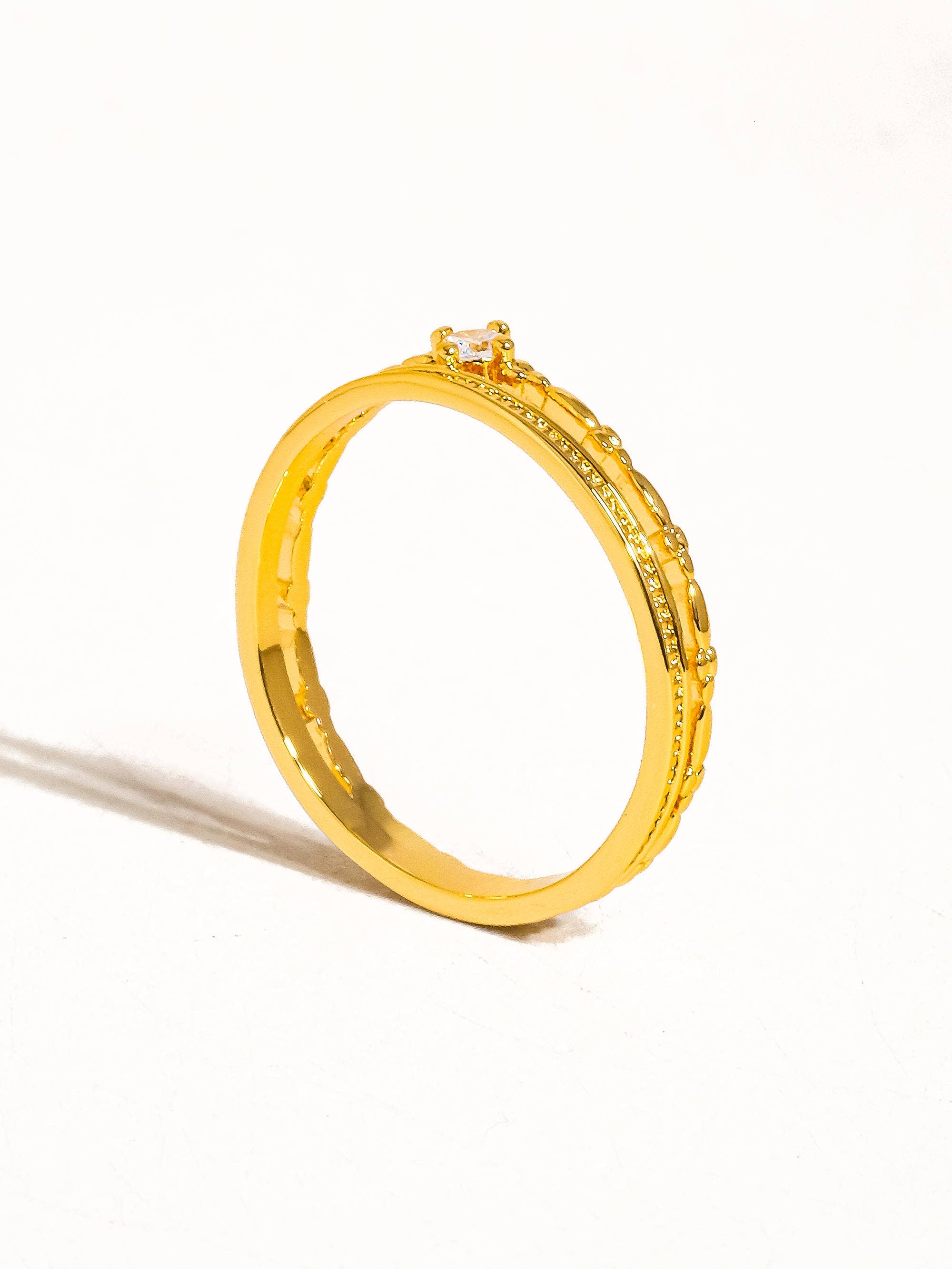 Belen 18K Gold CZ Thin Layered Ring