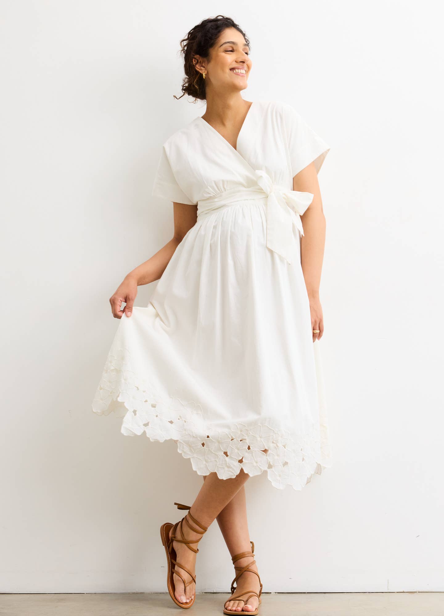 embroidered maternity dress Carolina Wrap – Cotton & Postpartum Size:32