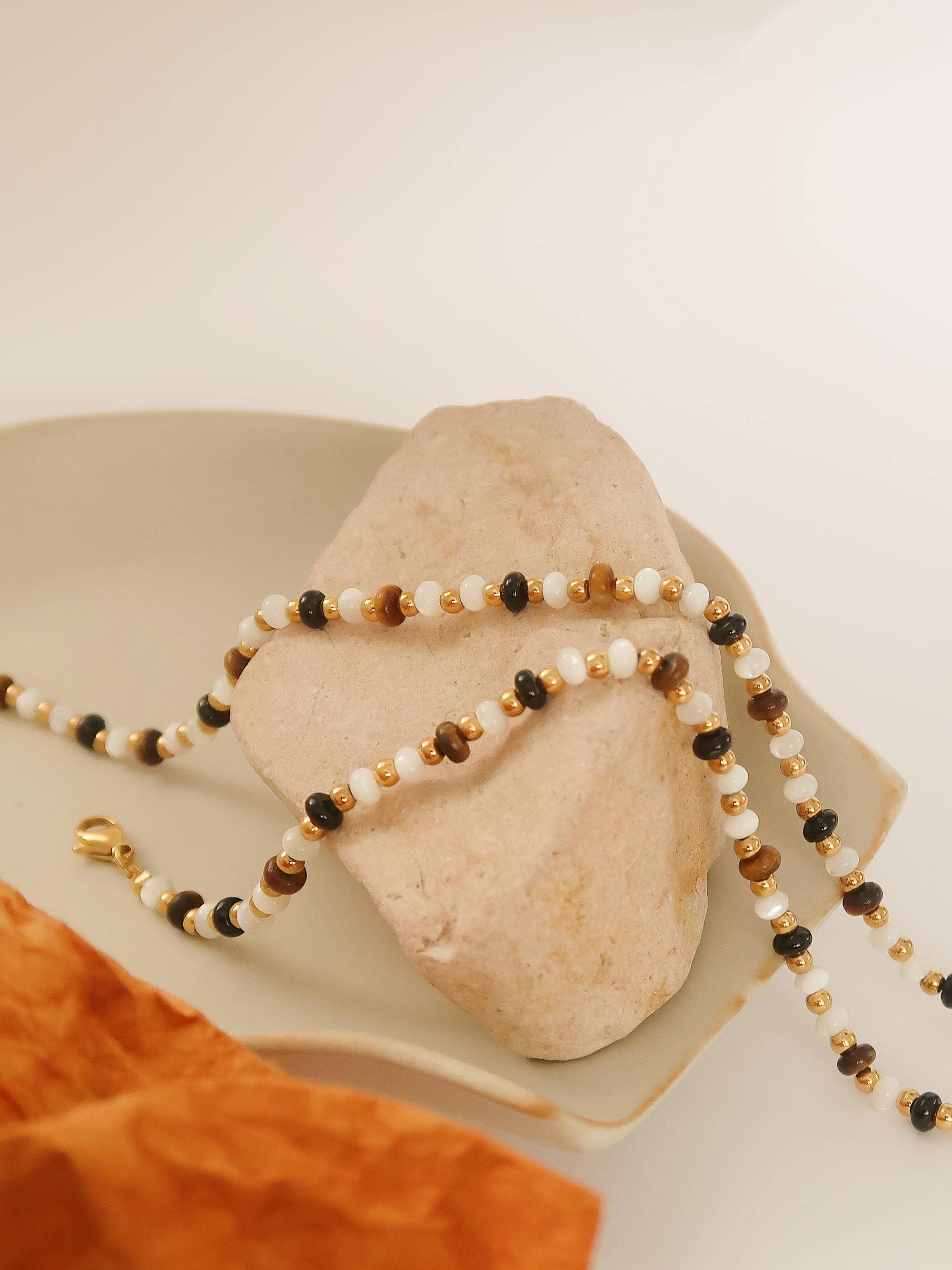 Arrow 18K Gold Beaded Necklace