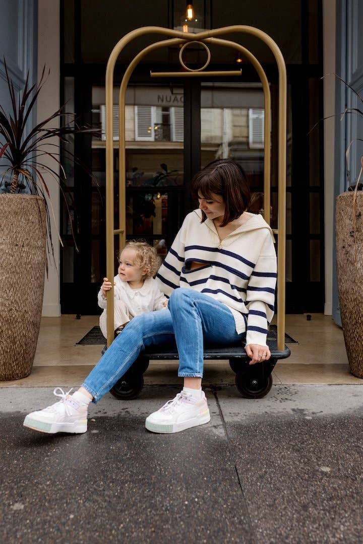 Pull d'allaitement mérinière à col camionneur