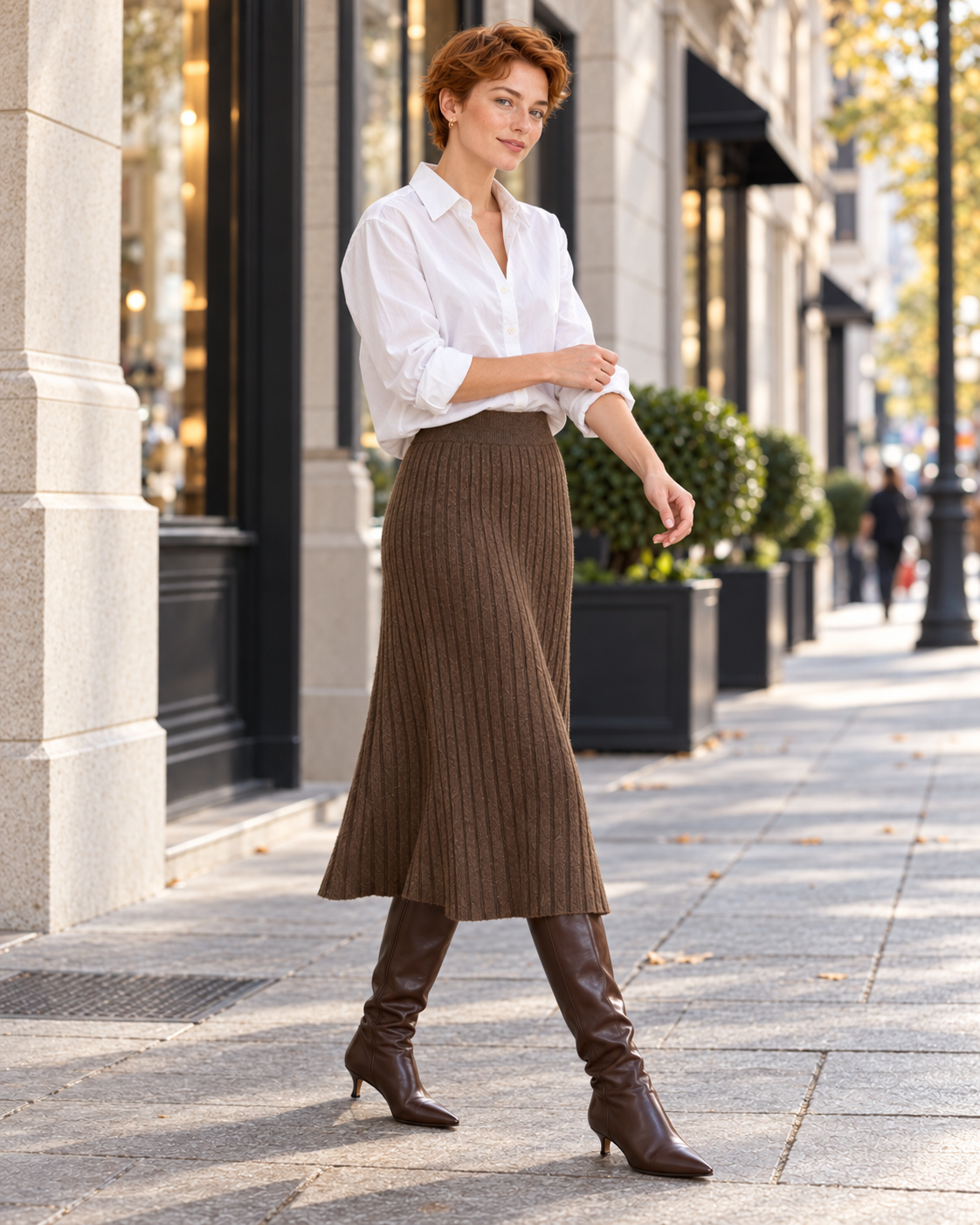 The Sinclair Cashmere Midi Skirt — Chocolate