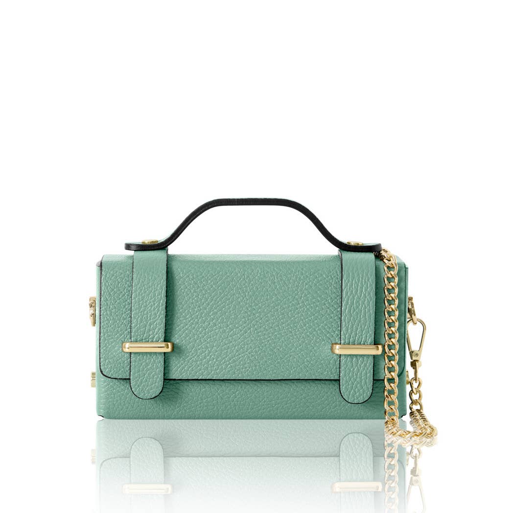 Sac mini-boîte en cuir italien véritable – Poignée et bandoulière