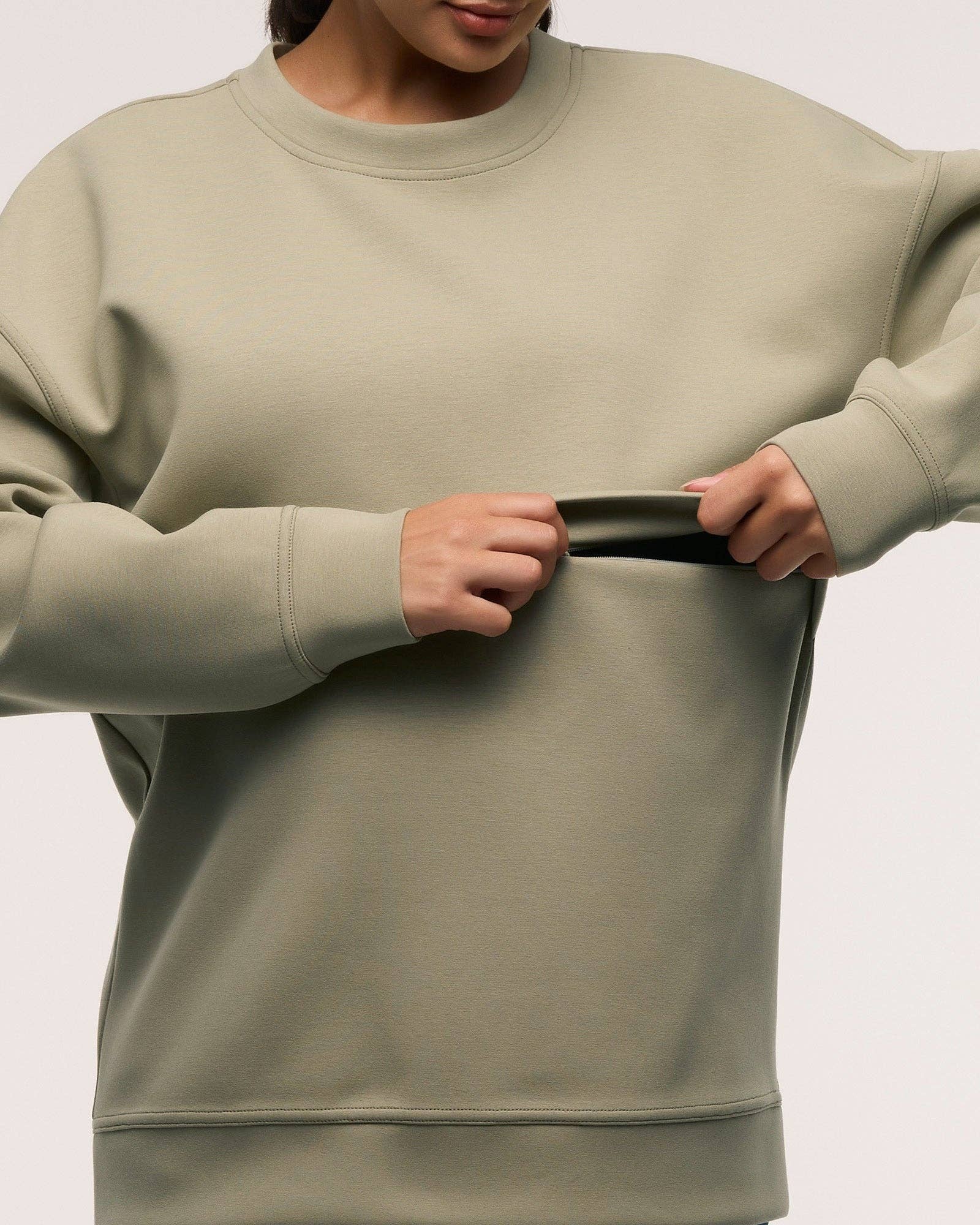 Oversized Feeding Zip Maternity Jumper