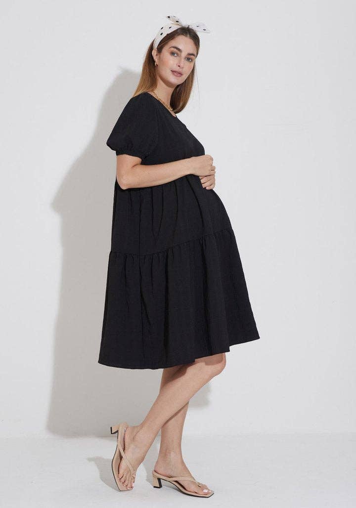 Robe en crêpe texturée noire