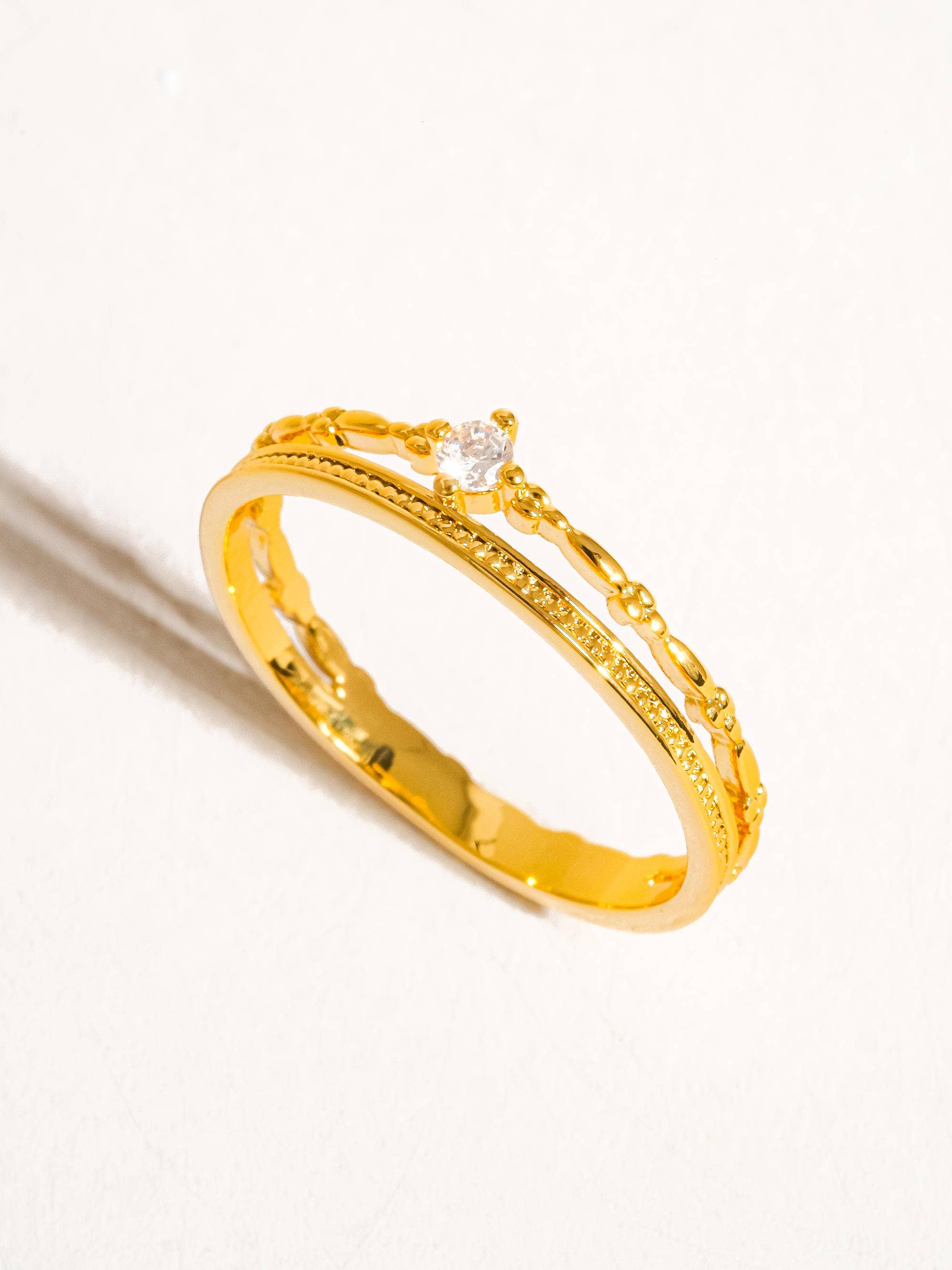 Belen 18K Gold CZ Thin Layered Ring