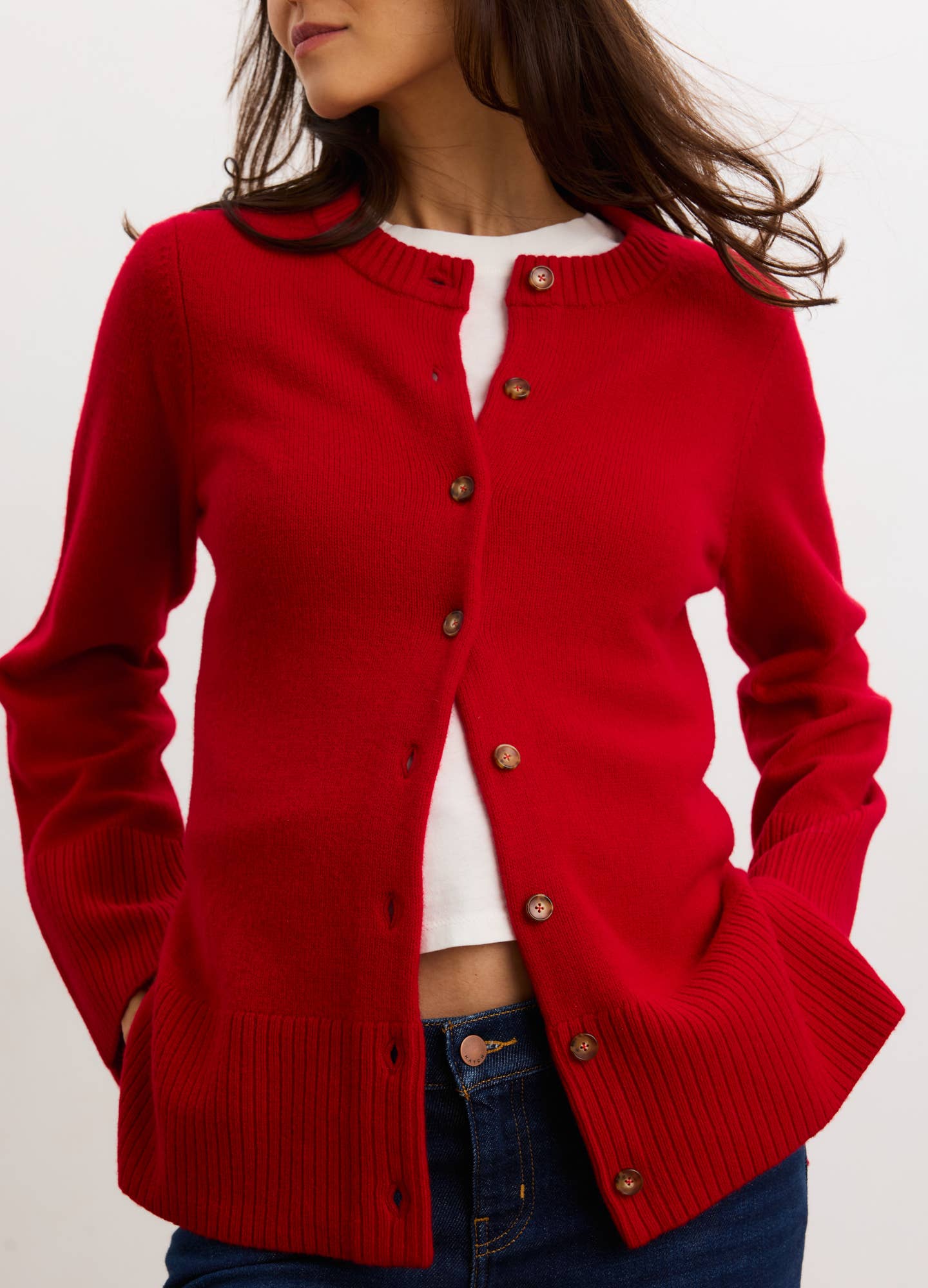 Celine Merino Wool Cardigan - Cherry (Hatch)