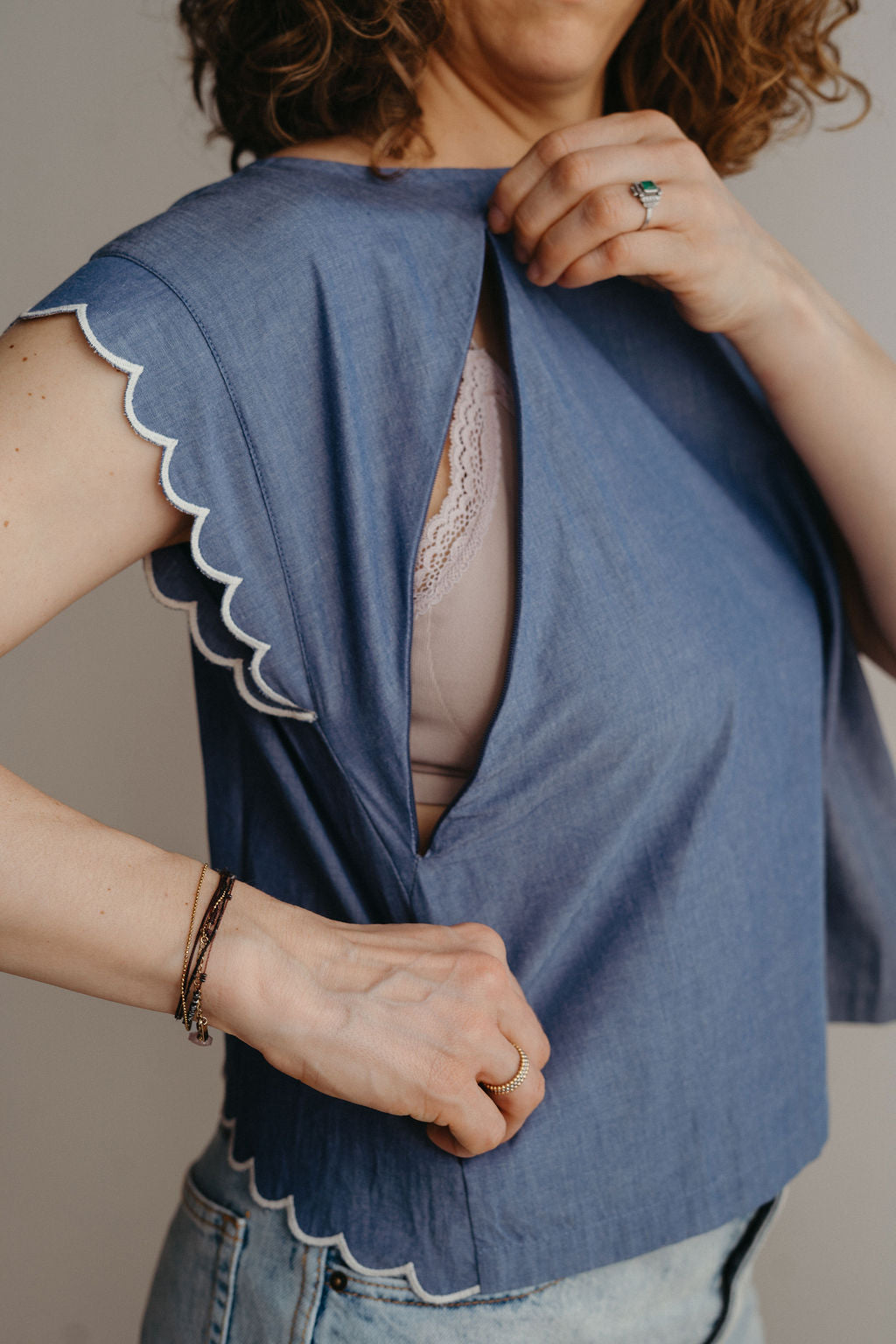 Pauline Nursing Top - Blue