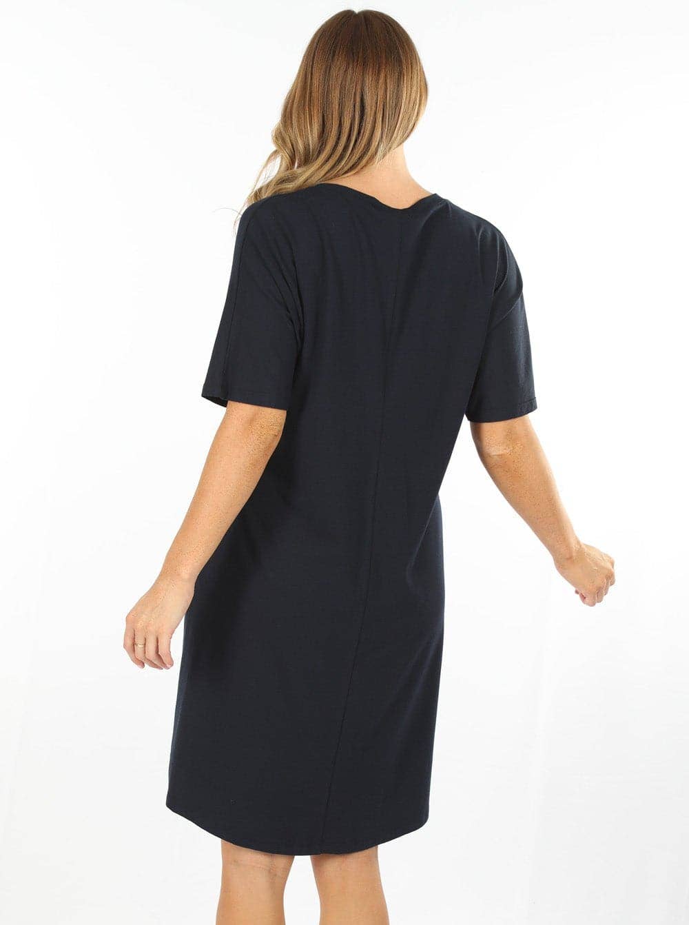 Mama Hospital Nightie with Baby Pouch (Navy)