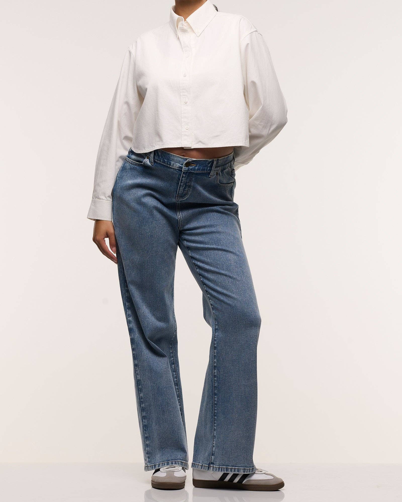 Relaxed Wide Leg Maternity Jeans (Dark Stone)