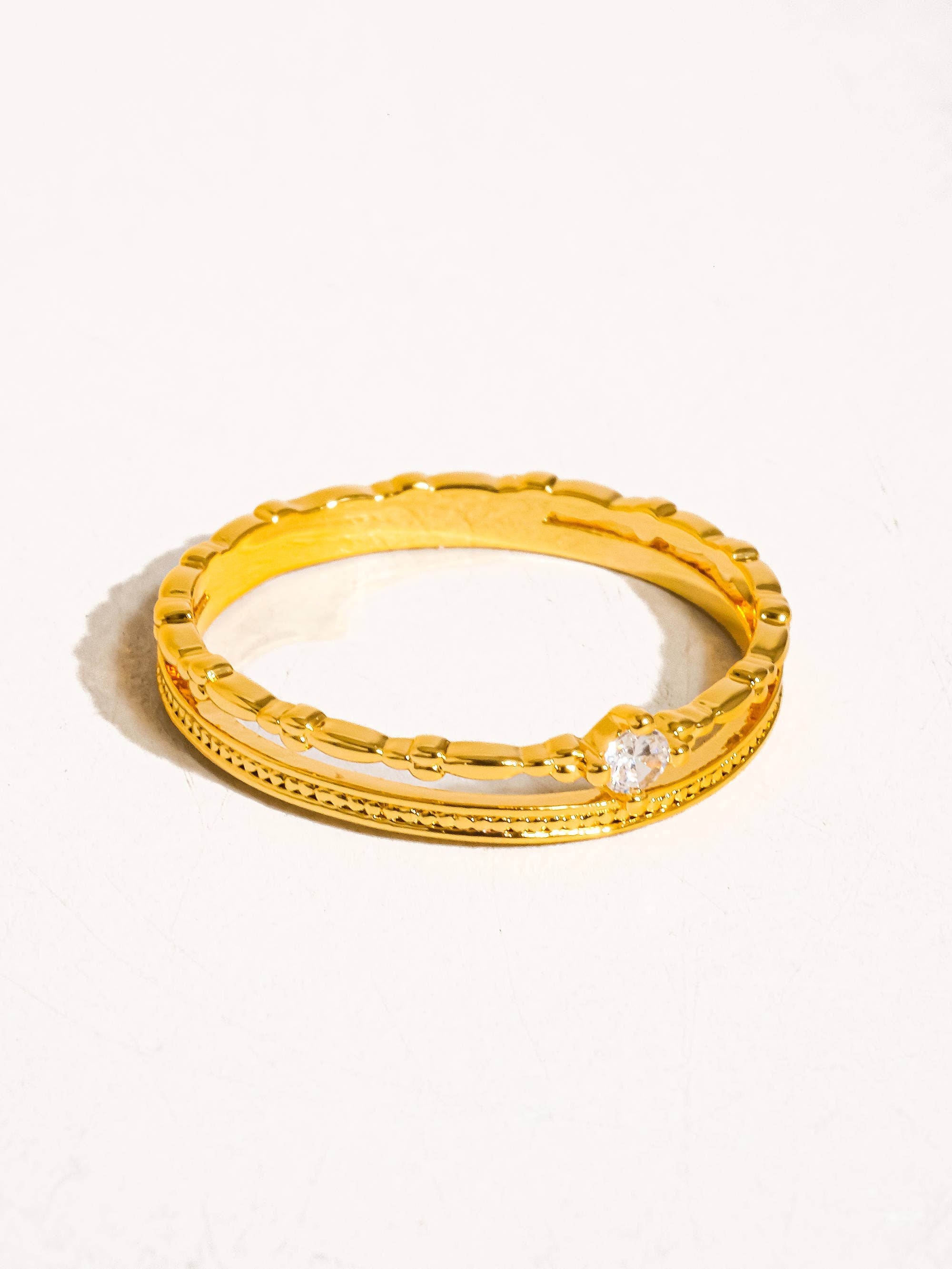 Belen 18K Gold CZ Thin Layered Ring