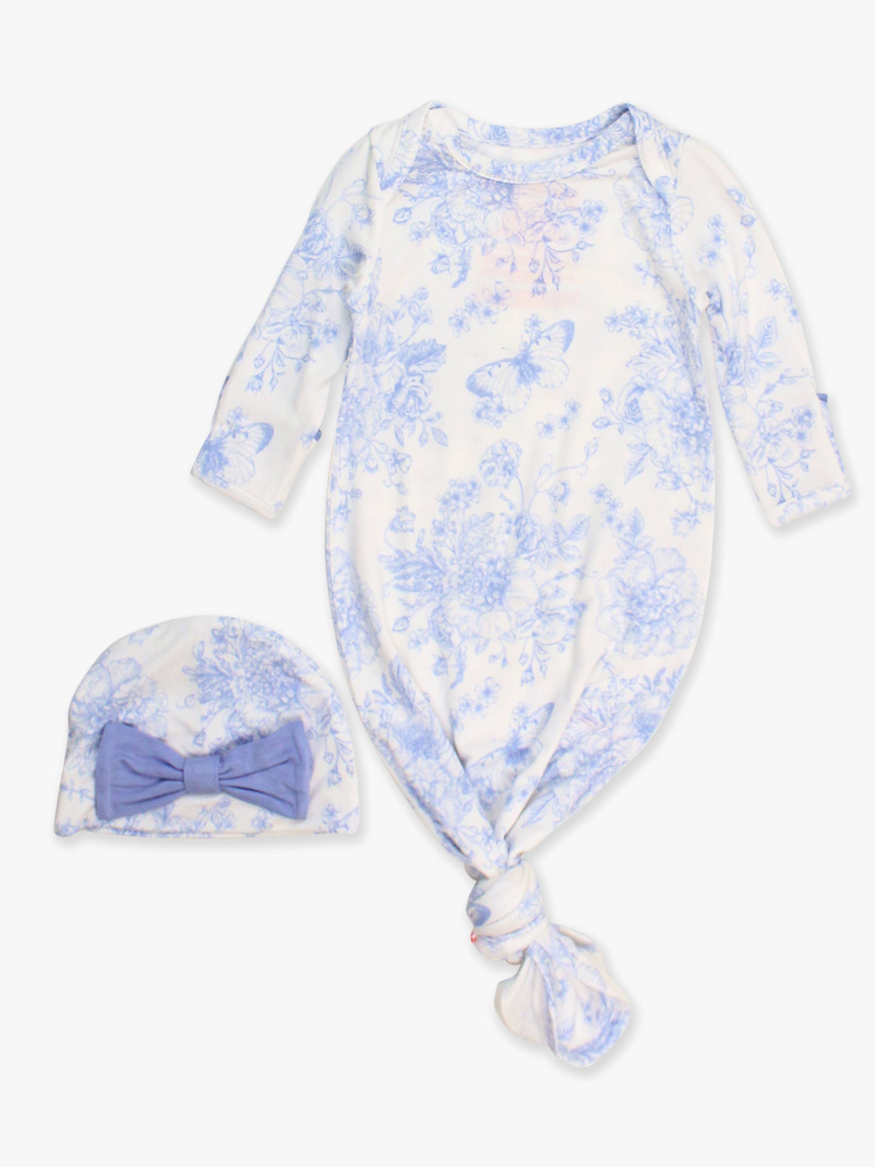 Ensemble pyjama et bonnet SoftSnooze™ pour bébé fille, motif papillon pervenche et bambou