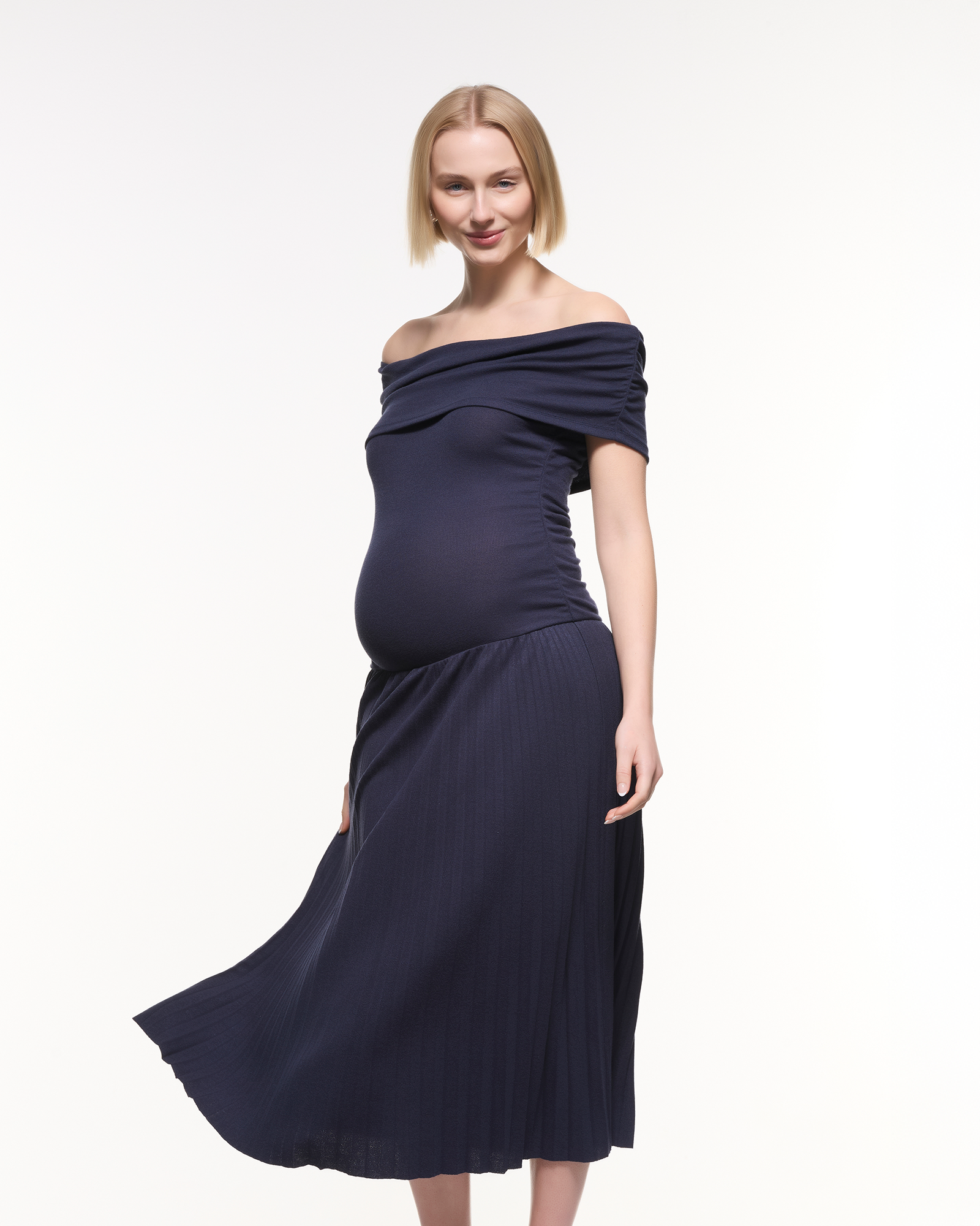 Robe midi à épaules dénudées