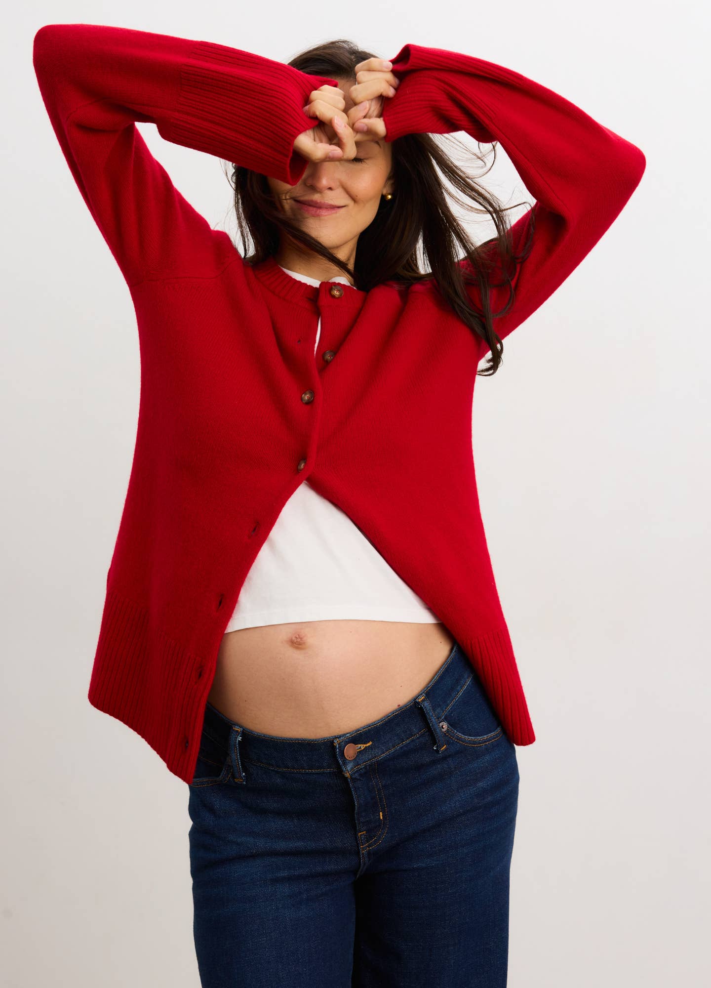 Celine Merino Wool Cardigan - Cherry (Hatch)