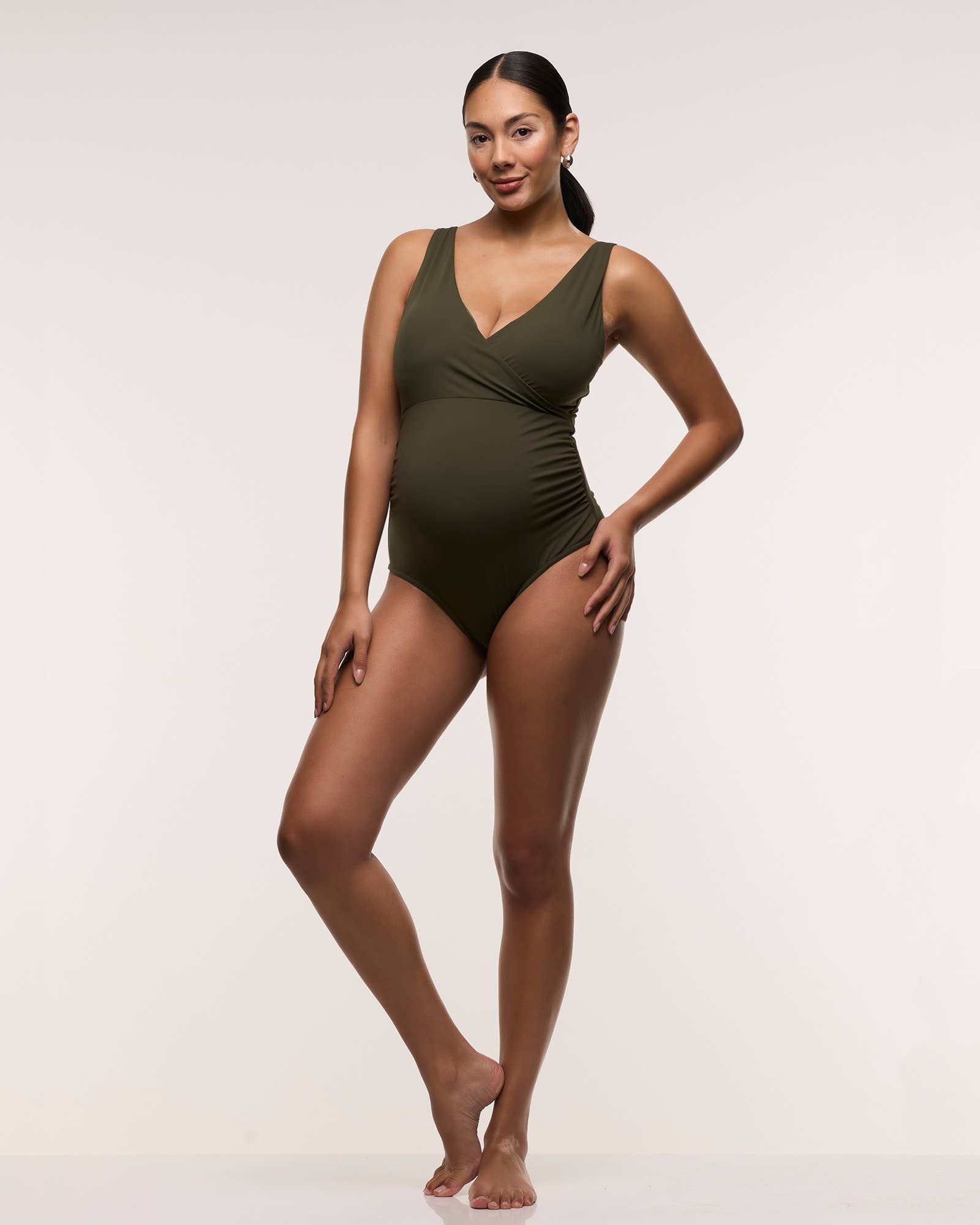 Cross Front One Piece Maternity Swimsuit - Forest