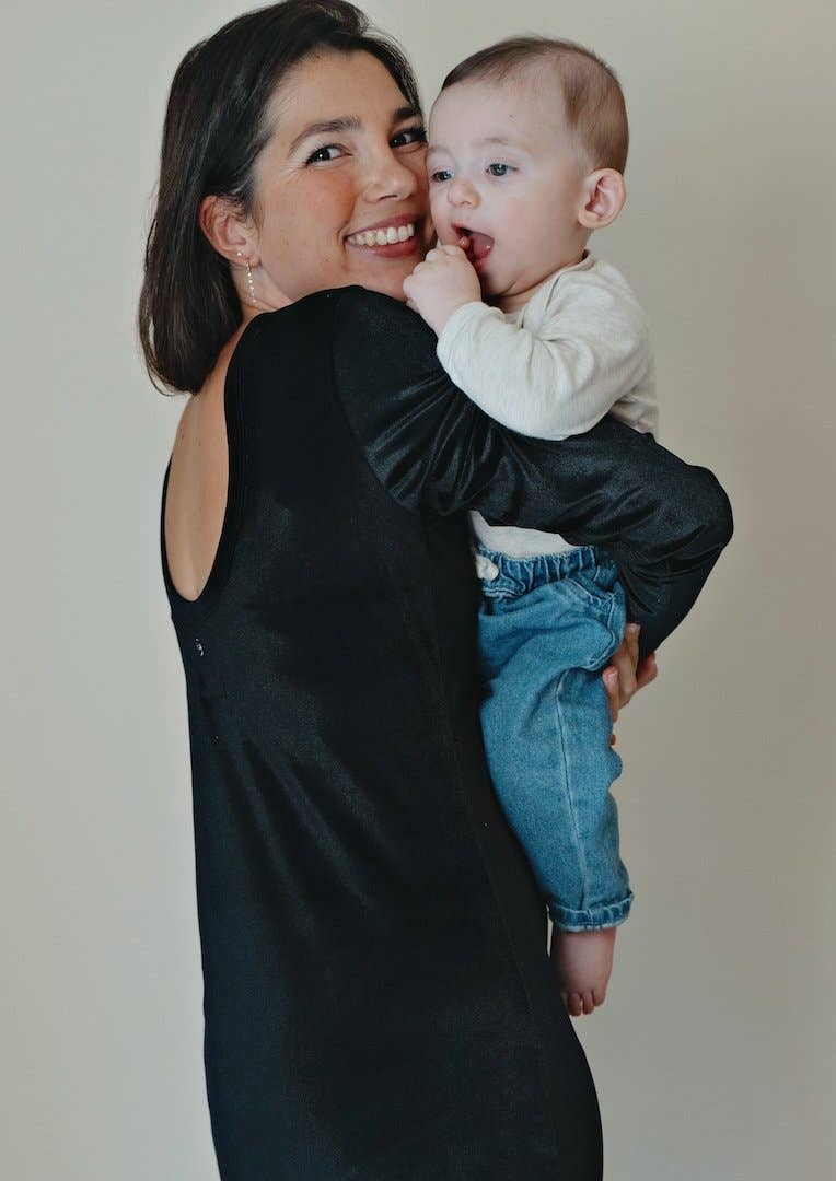 Long Velvet Backless Maternity + Nursing Dress
