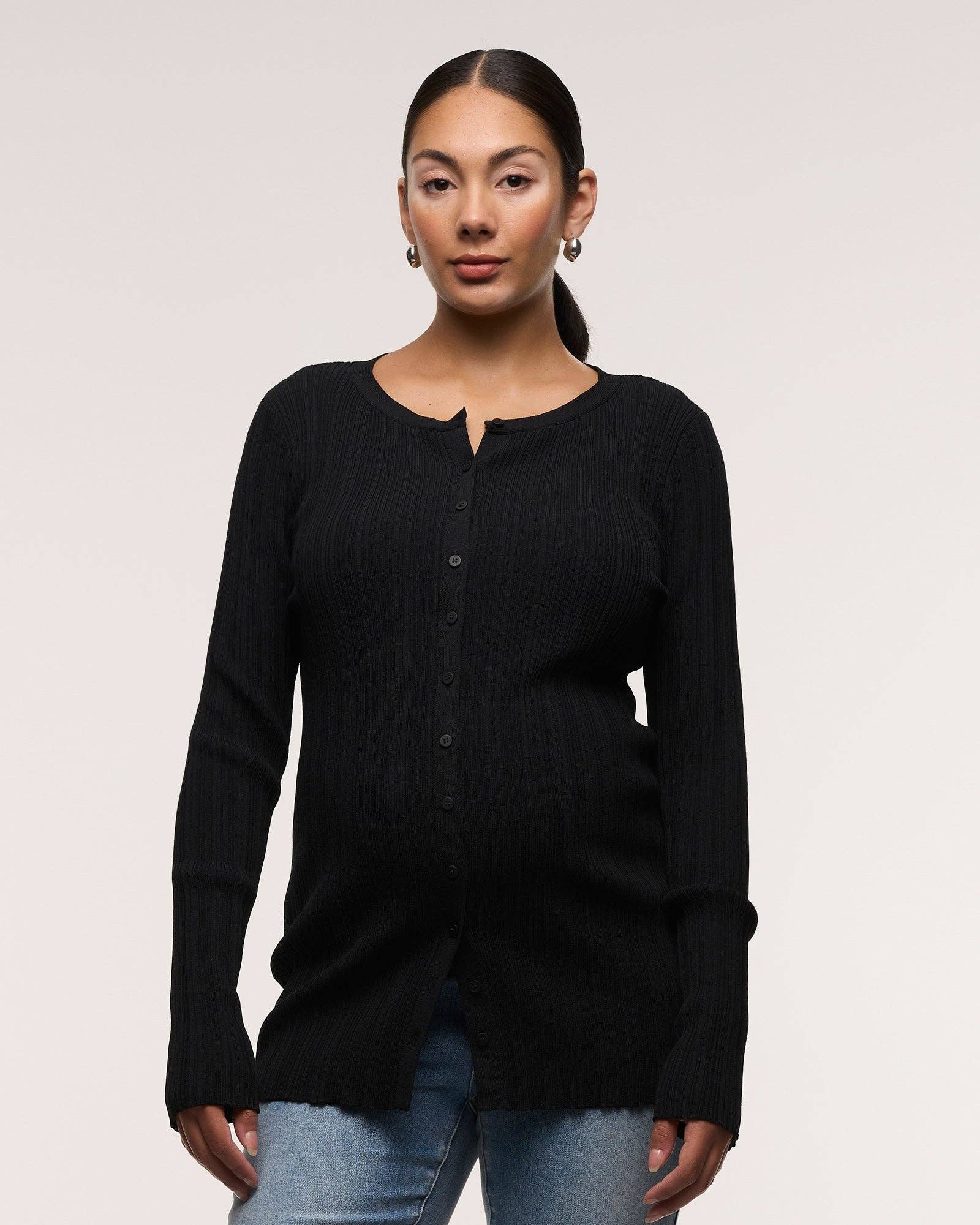 Gilet d'allaitement Mabel en maille à col rond