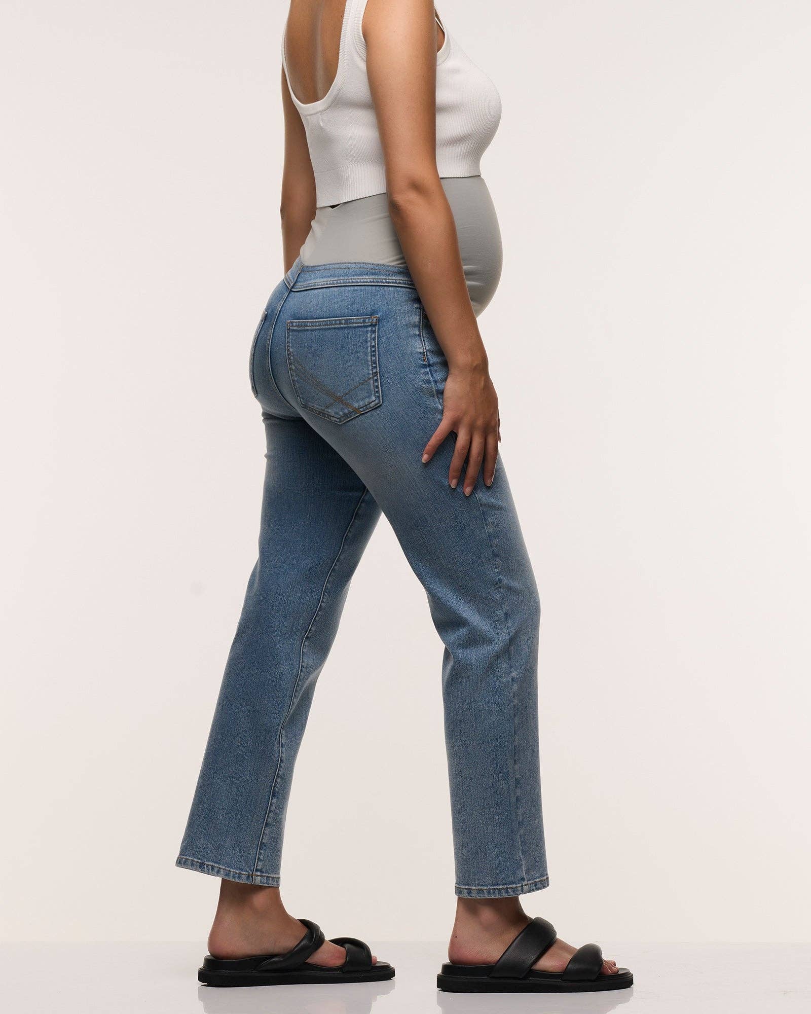 Heaven Slim Overbelly Jeans – Maternity Slim Fit, Cropped Denim
