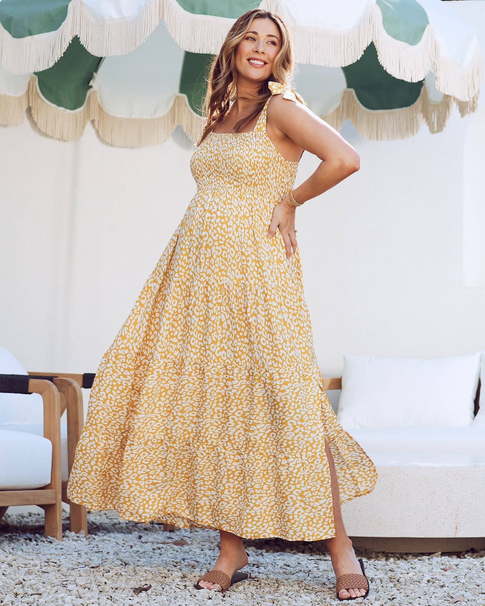 Chelsea Ruffle Maternity Maxi Dress
