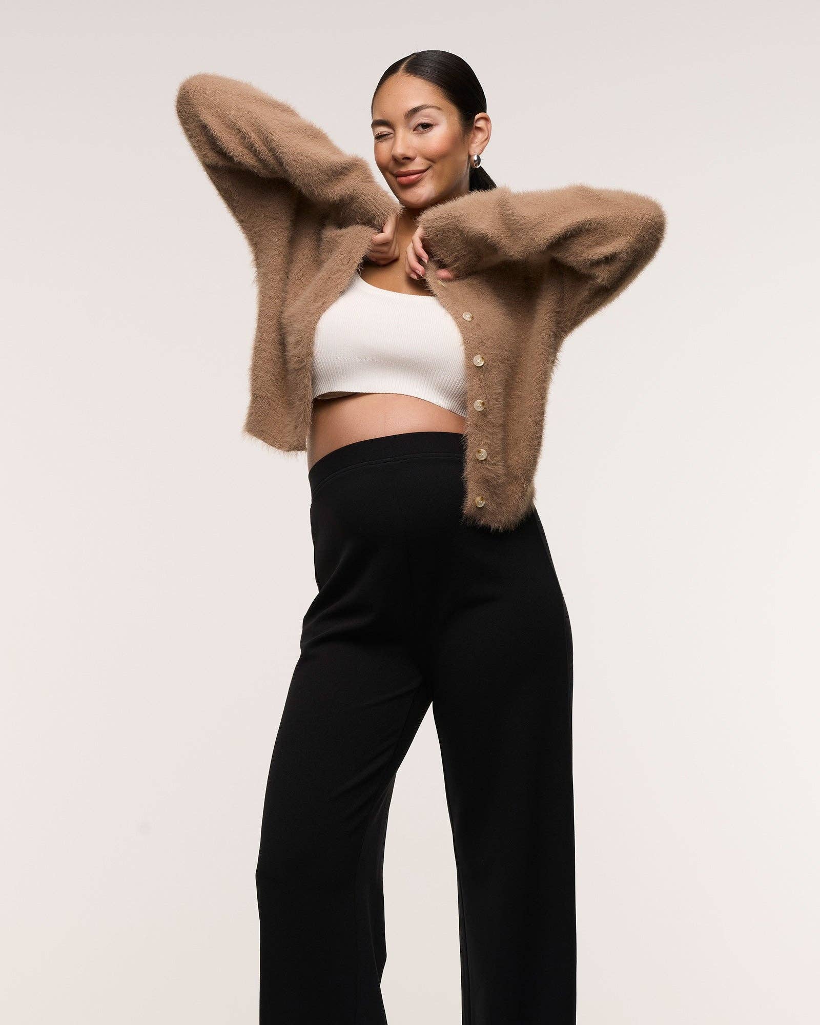 Rosie Brushed Light Taupe Cardigan