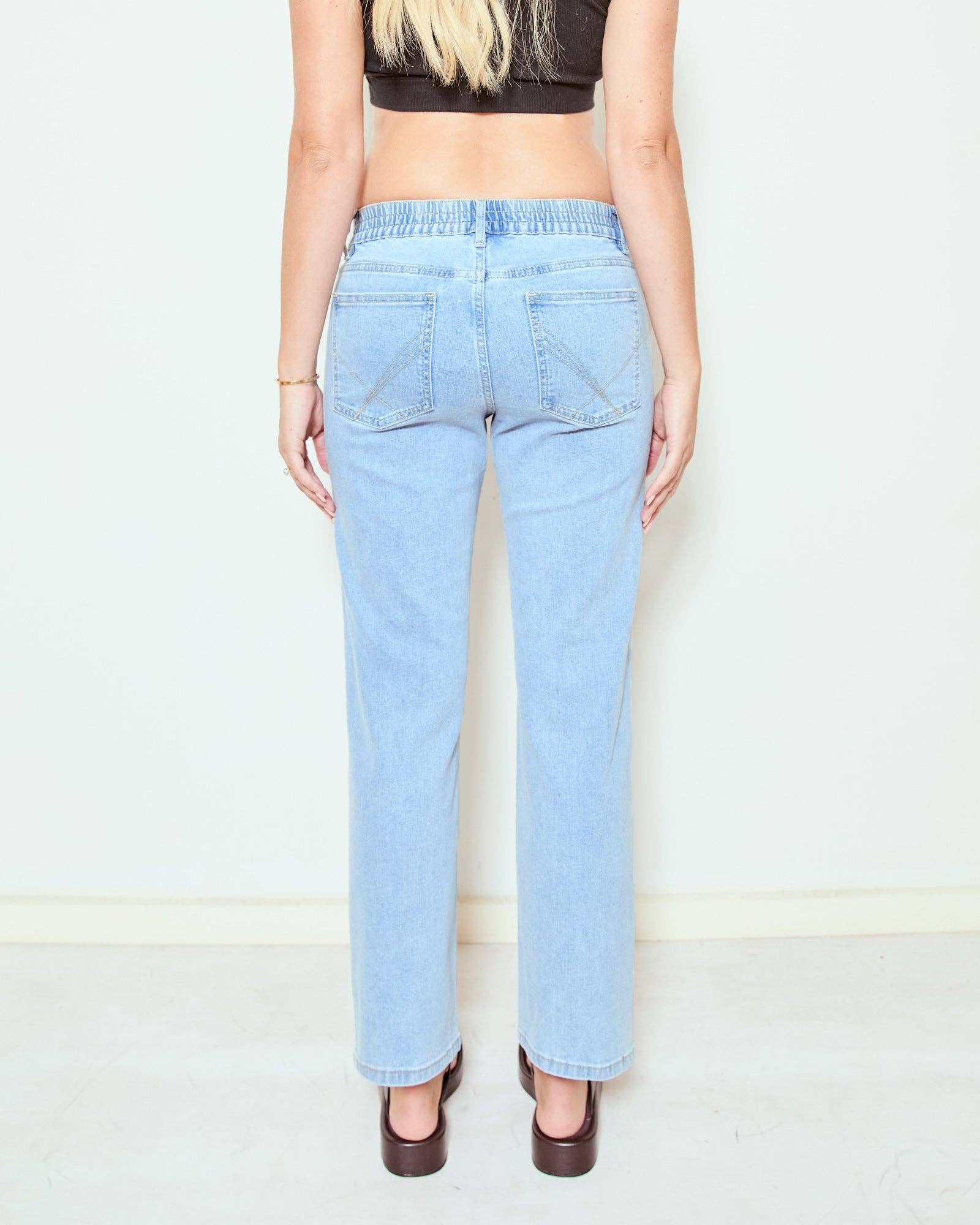 Slim Straight Leg Jeans - Cropped (Light Wash)