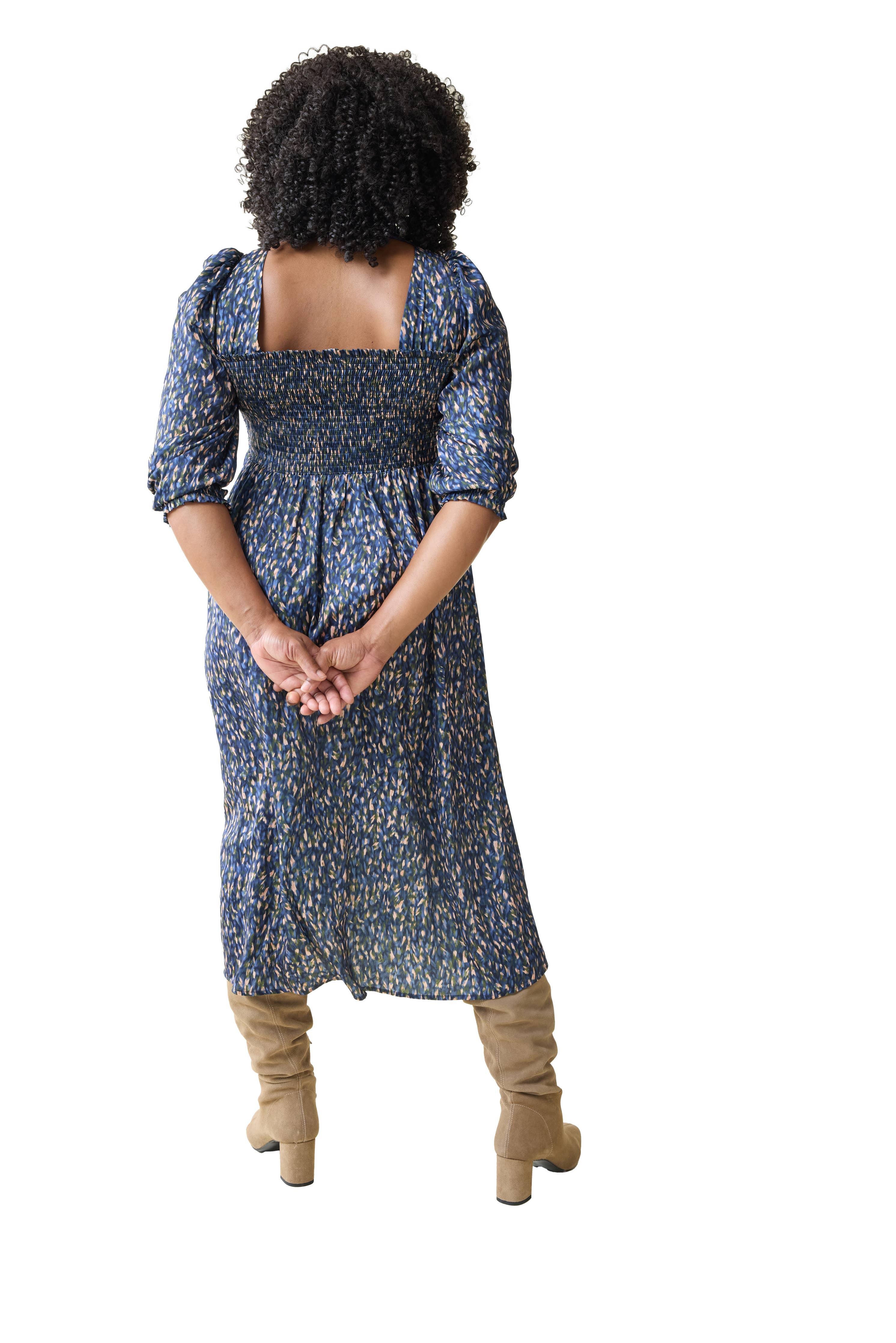 The Breeze Maternity Midi Dress - Blue Print