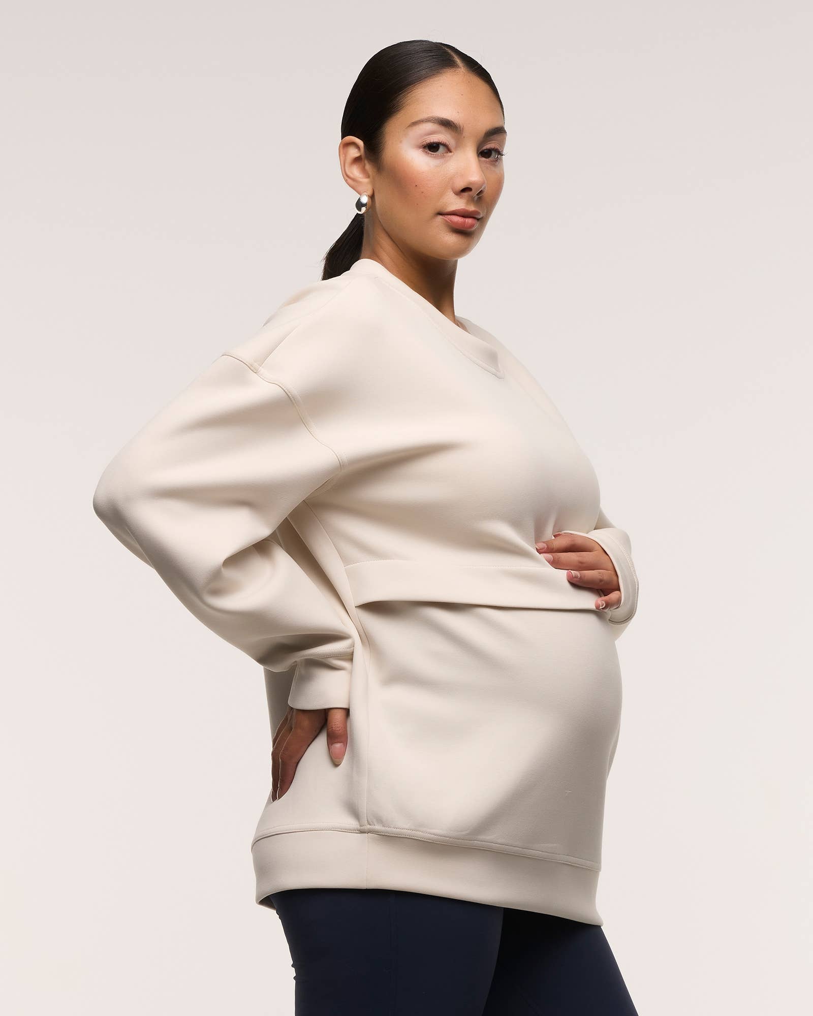 Oversized Feeding Zip Maternity Jumper