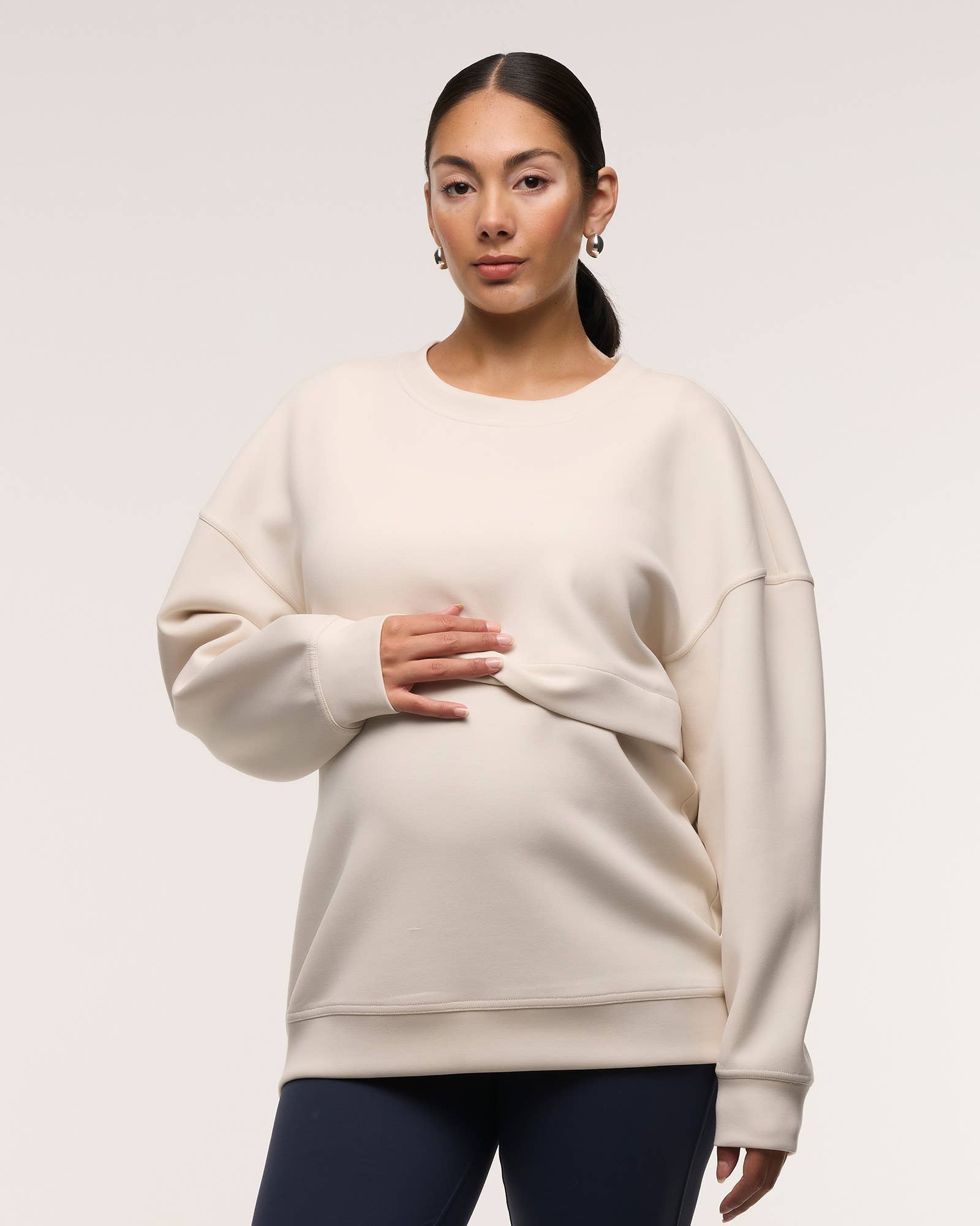 Oversized Feeding Zip Maternity Jumper