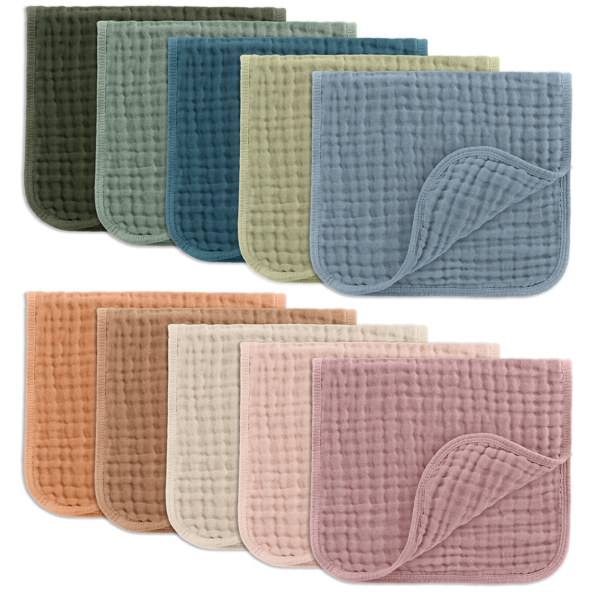 Baby Burp Cloths - 100% Muslin Cotton
