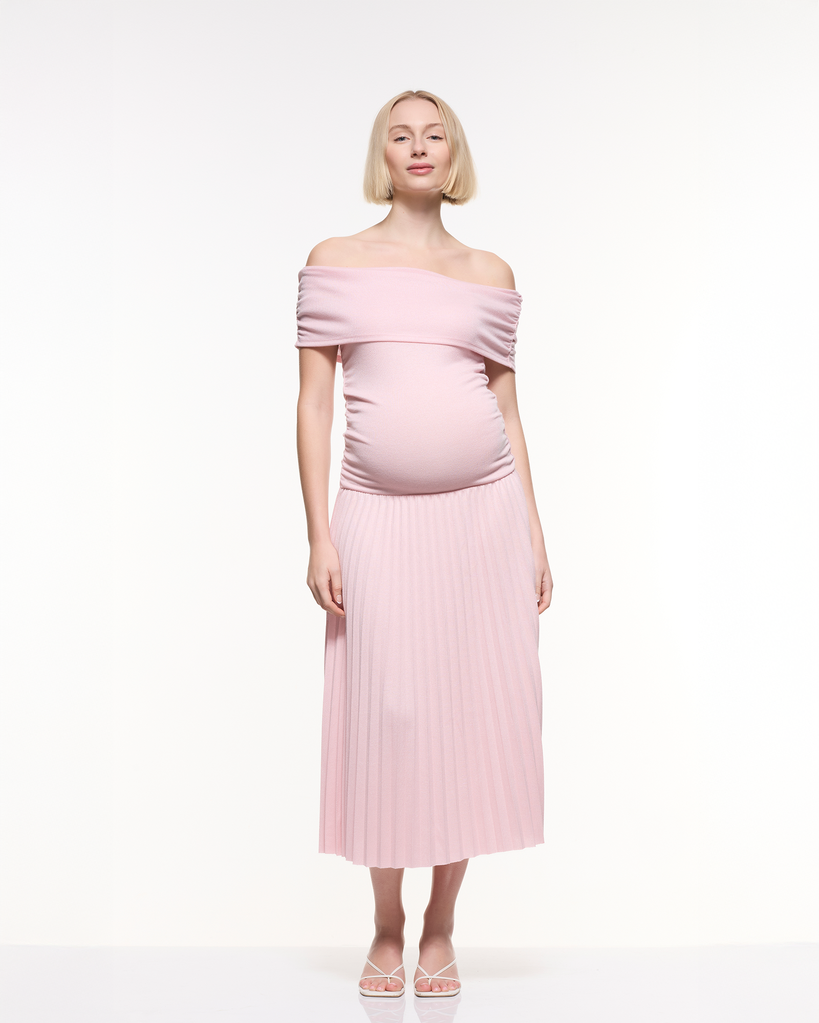 Robe midi à épaules dénudées