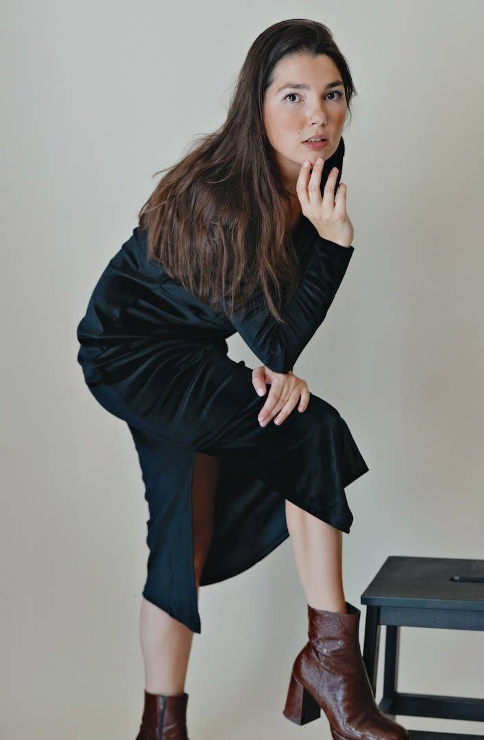 Long Velvet Backless Maternity + Nursing Dress