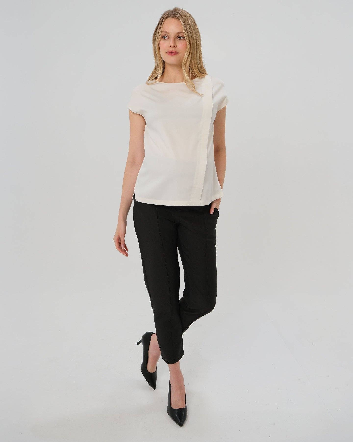 Slim Leg Maternity Work Pants in Black