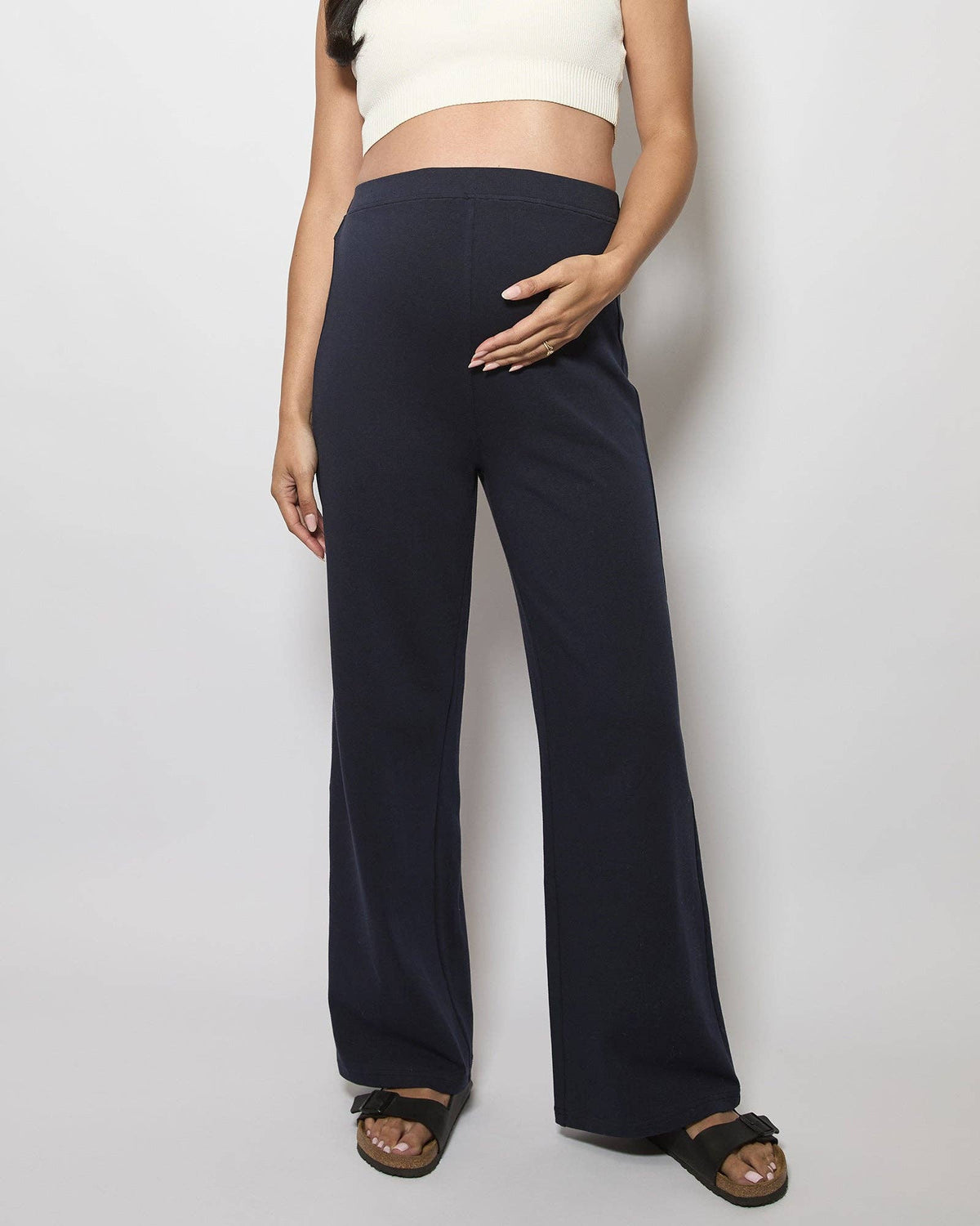 Harriette Wide Cotton Pants - Navy