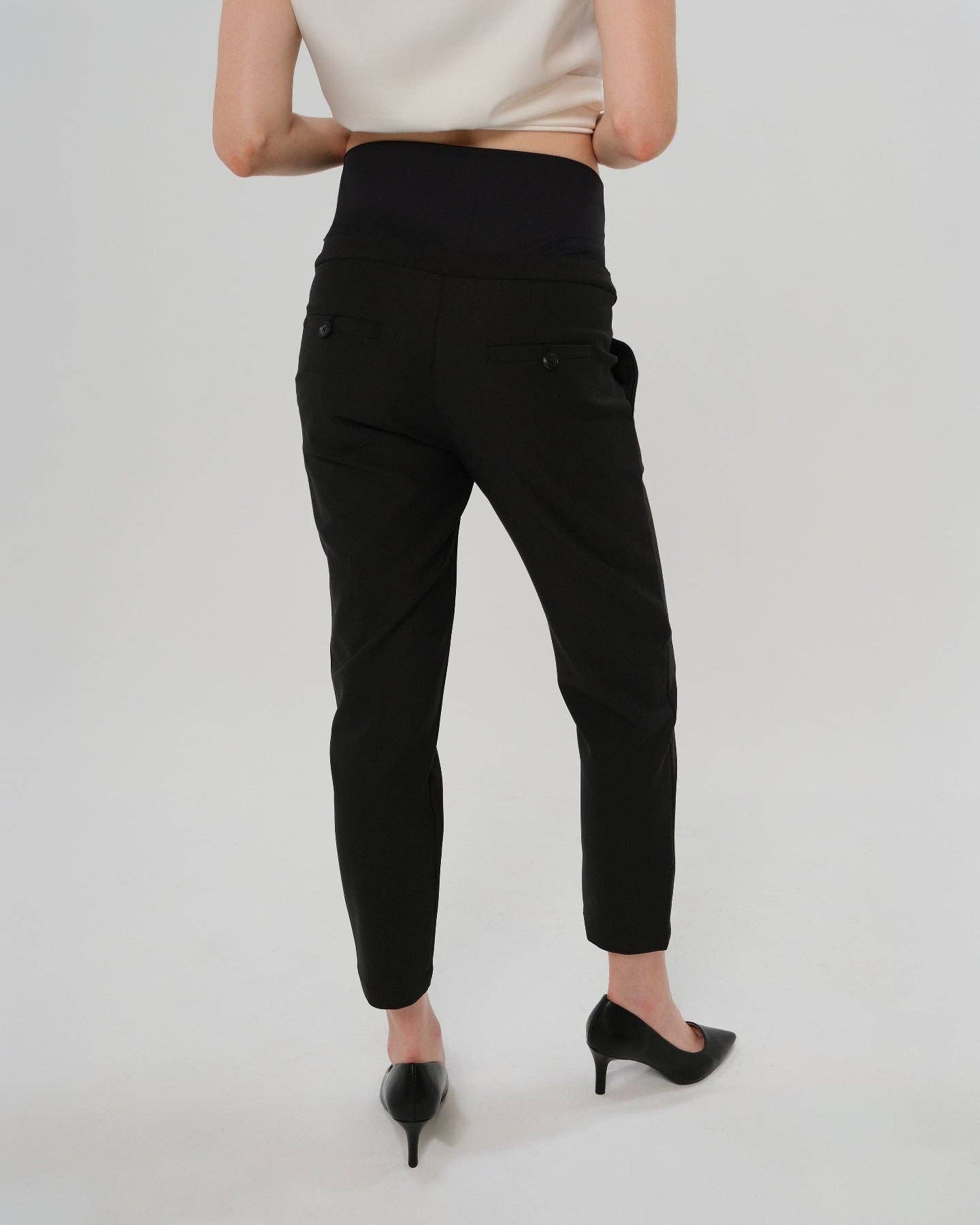 Slim Leg Maternity Work Pants in Black