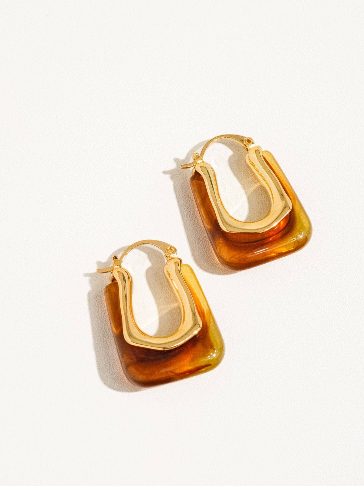 Talia 18K Gold U-Shaped Hoop Earrings – Cognac