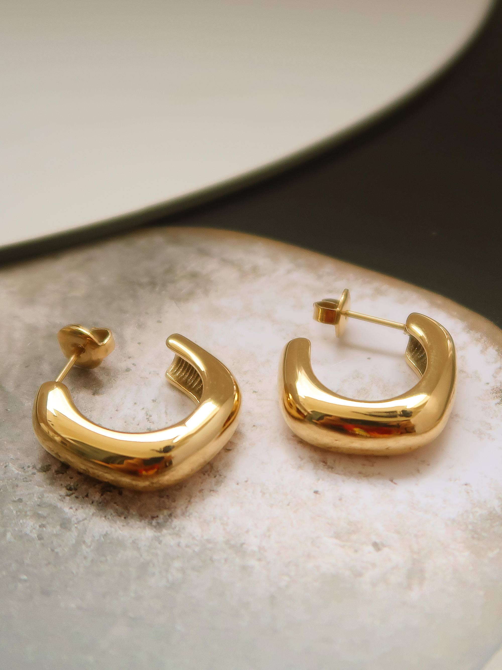 Demi 18K Gold Non-Tarnish Classic C Hoop Earrings