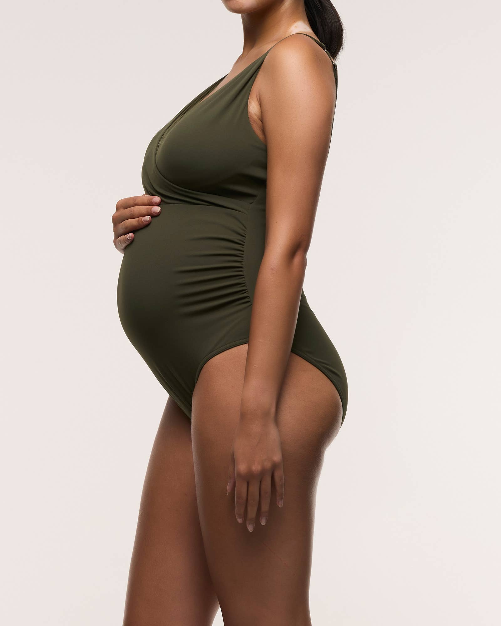 Cross Front One Piece Maternity Swimsuit - Forest