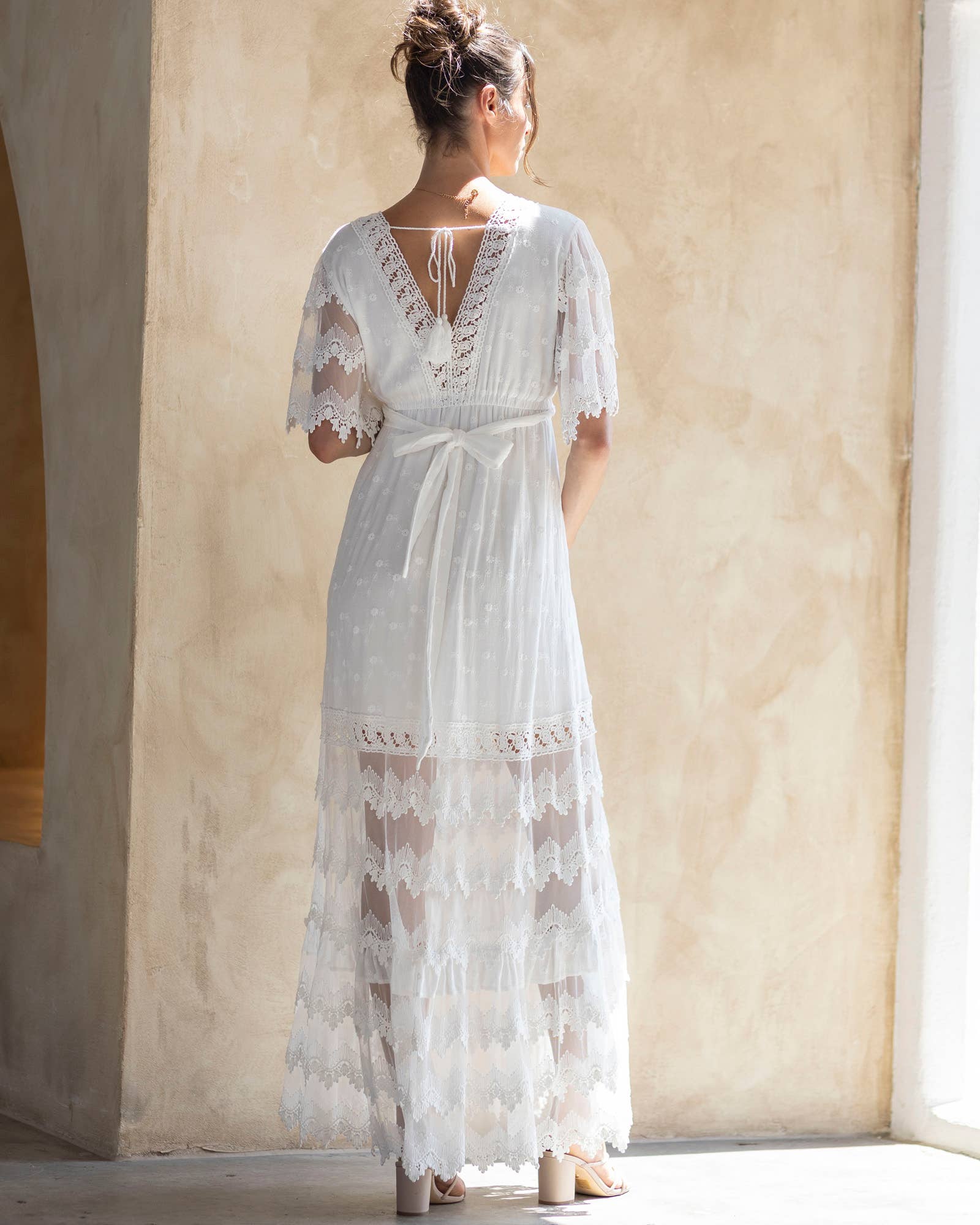 Roxy Lace Baby Shower Dress (White)