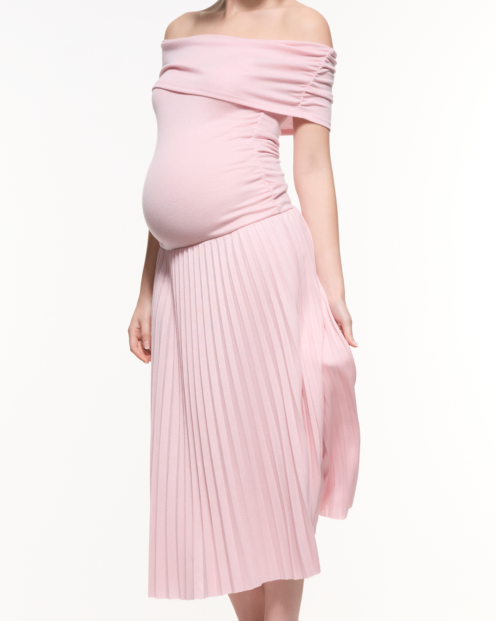 Robe midi à épaules dénudées
