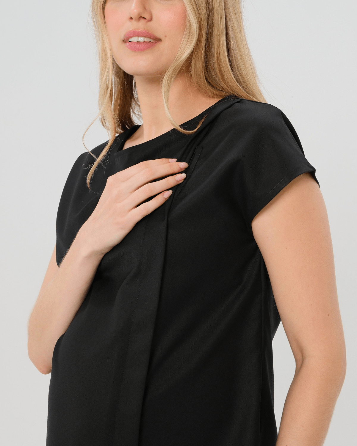 Tropical Wool Blend Maternity Shell Top w/ Hidden Nursing Zip