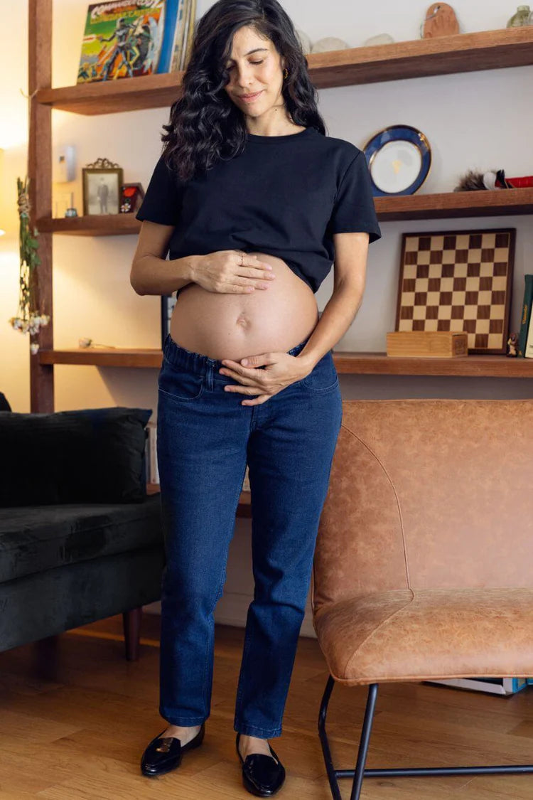 Vic Maternity Straight-Leg Jeans with Adjustable Waistband