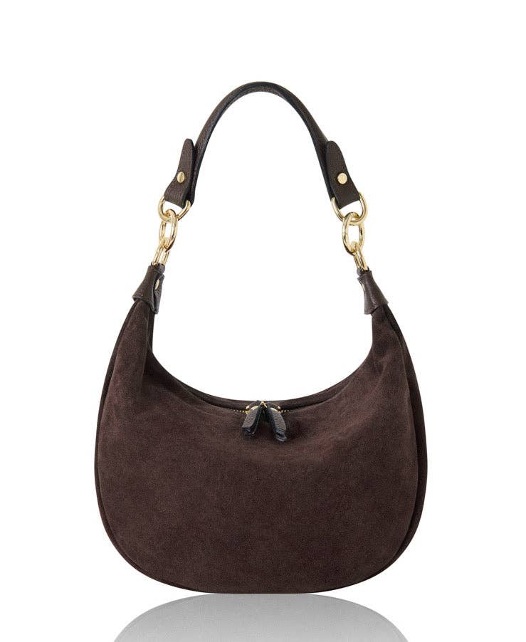Italian Suede Curved Shoulder Bag